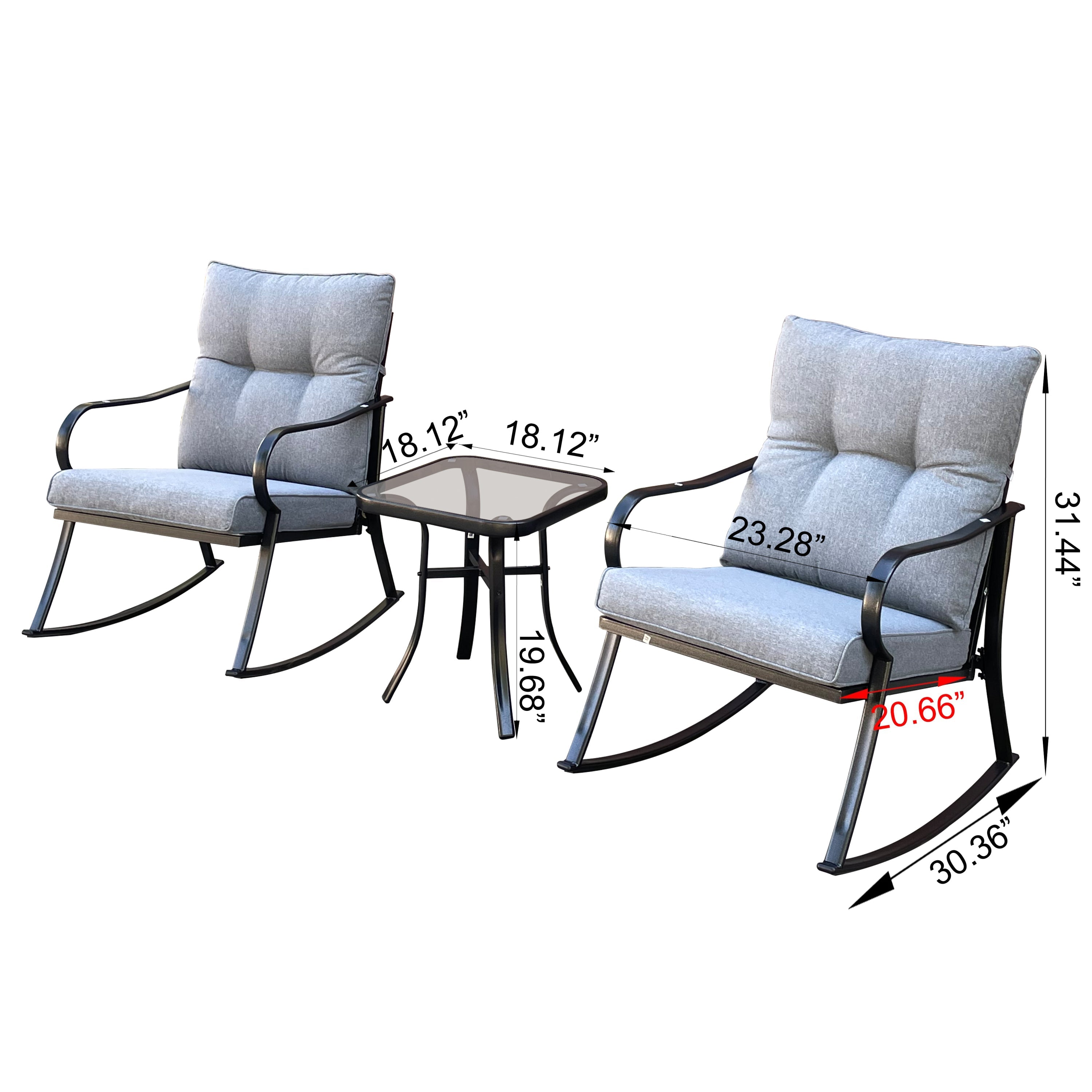Rocker Set Chair and Teapoy Medium Grey