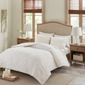 3 Piece Tufted Cotton Chenille Palm Comforter Set Off-White Full/Queen