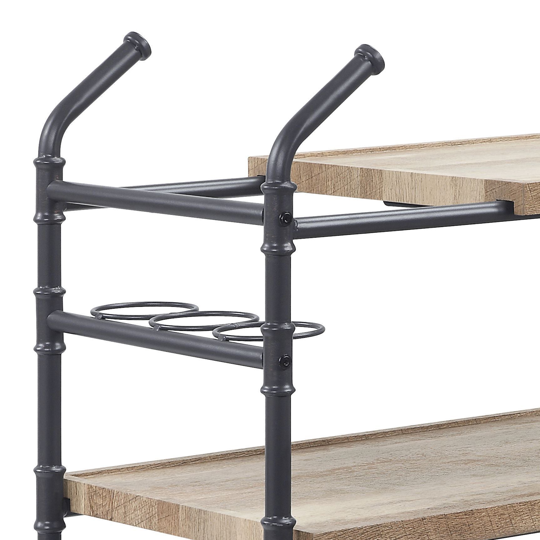Brantley Oak & Sandy Black Finish Serving Cart