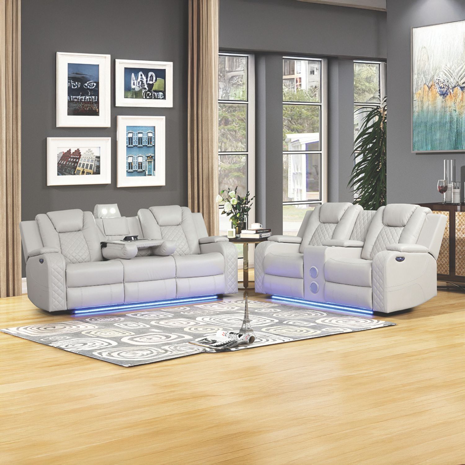 Benz - LED & Power Recliner With Adjustable Headrests And Ambient LED Lighting