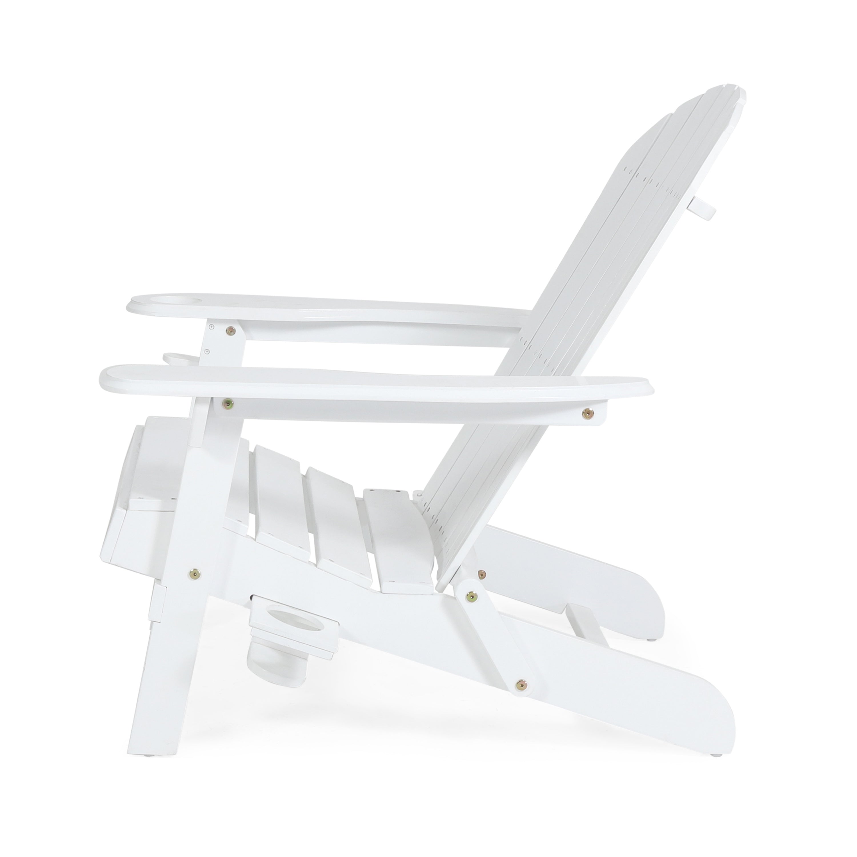 Zenithia Outdoor Foldable Adirondack Chair with 2 Cup Holders, White