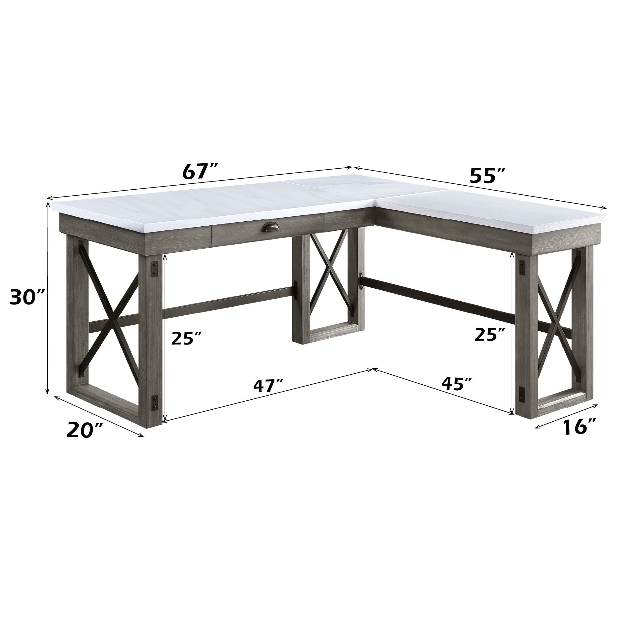 Talmar Marble Top Weathered Writing Desk With Lift Top