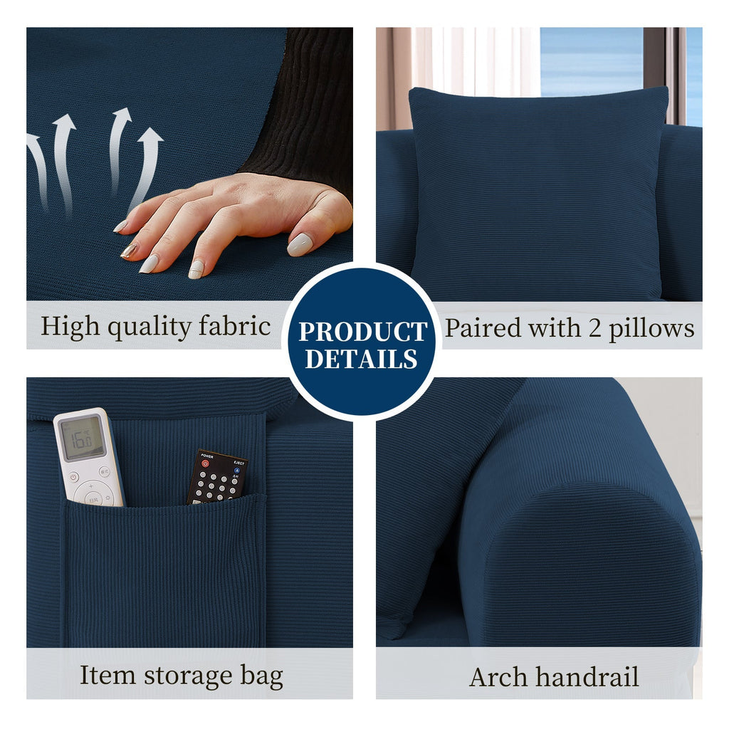 Spring Sofa with High-Quality Fabric, Pillows & Storage in Blue