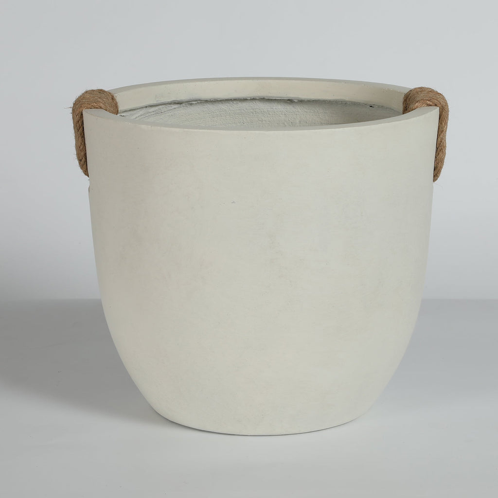 Round Concrete Planter Set of 2, Large Handmade Off White Pots
