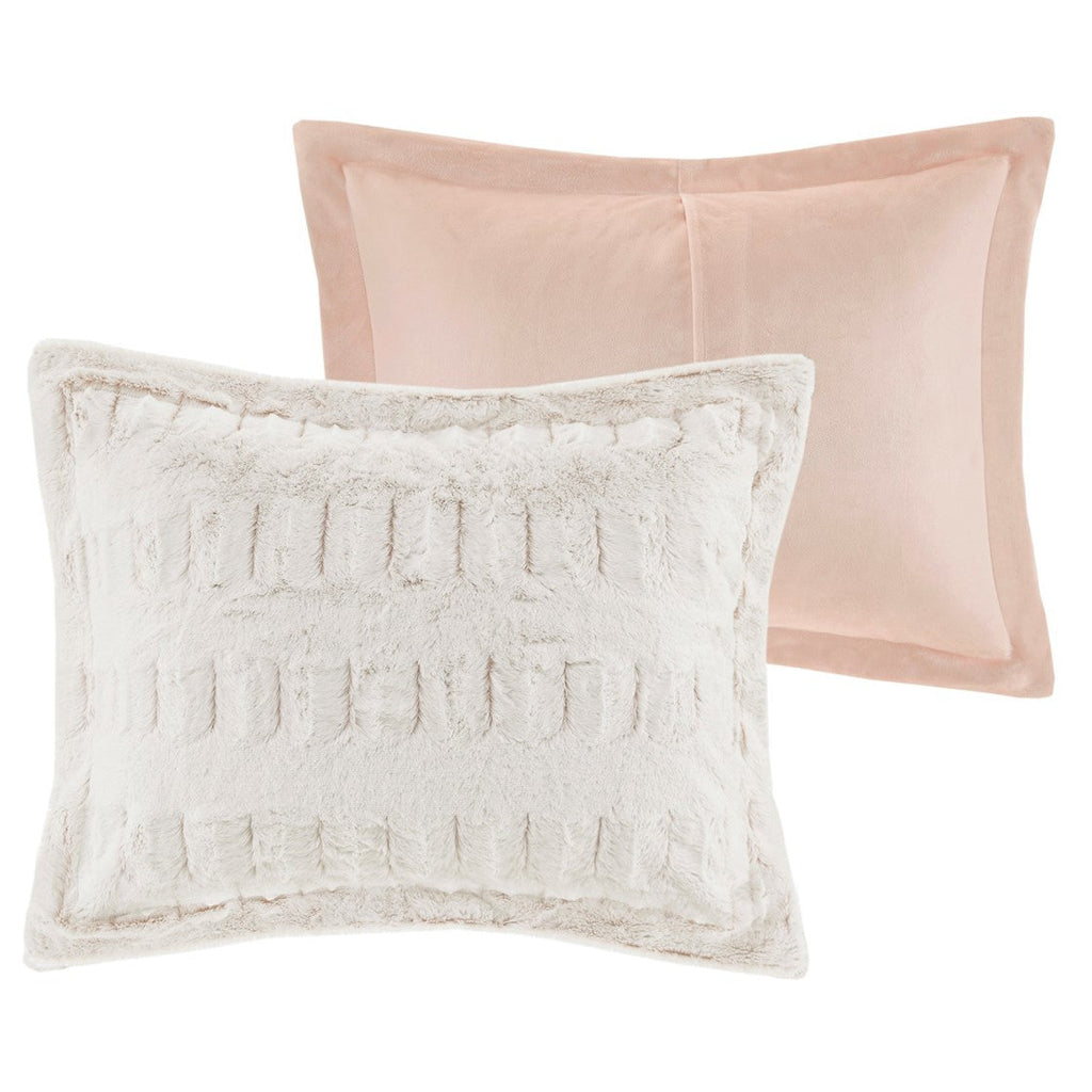 Full/Queen Back Print Long Fur Comforter Mini Set