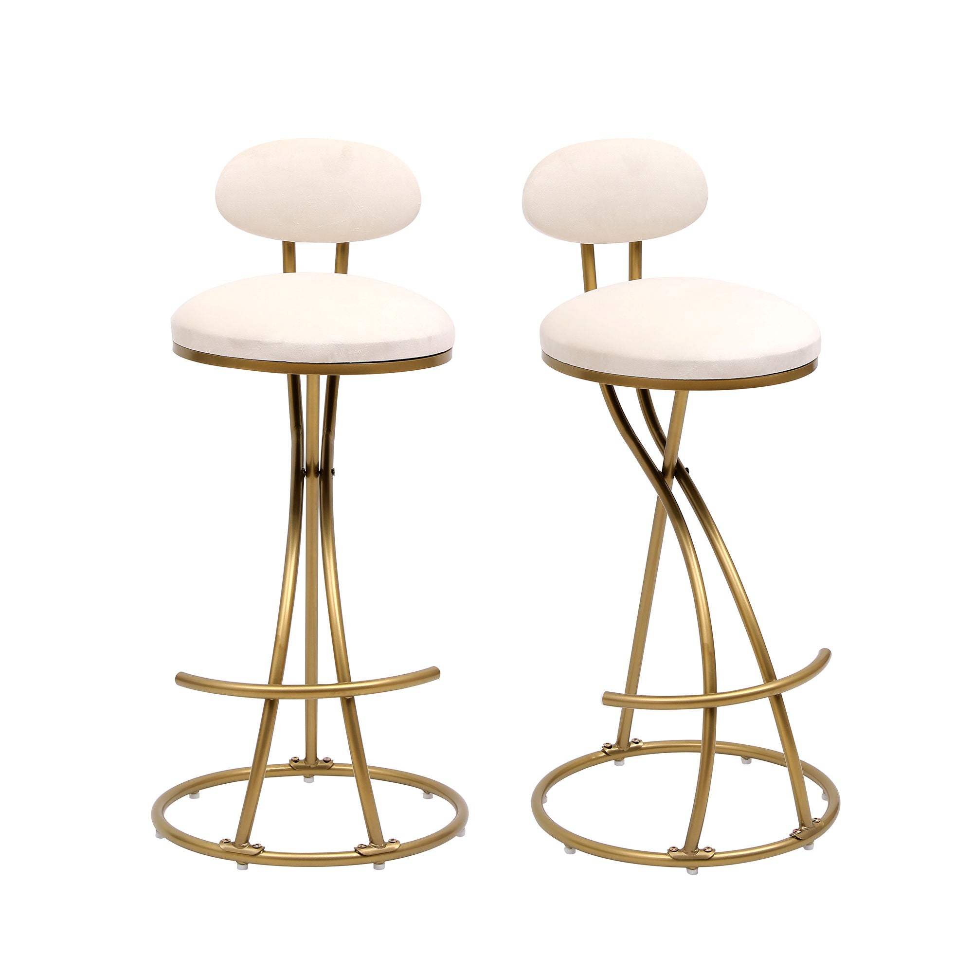 Bar Stools Upholstered Counter Height Barstools For Kitchen Island Modern Dining Chairs With Footrest (Set of 2)