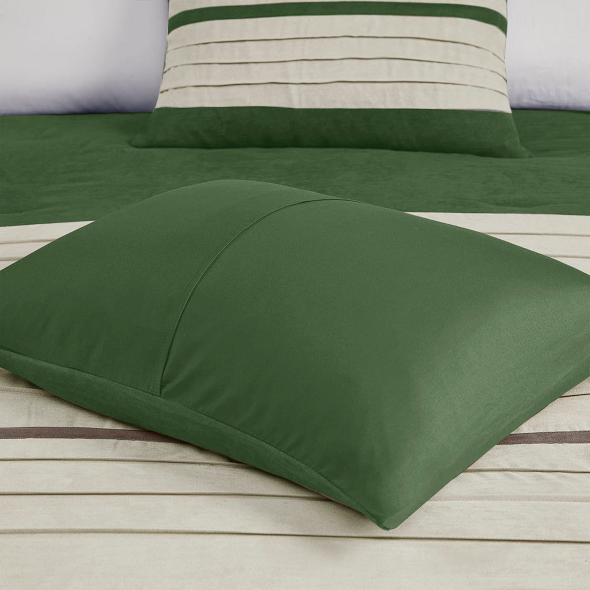 7 Pc Faux Suede Comforter Set Green King
