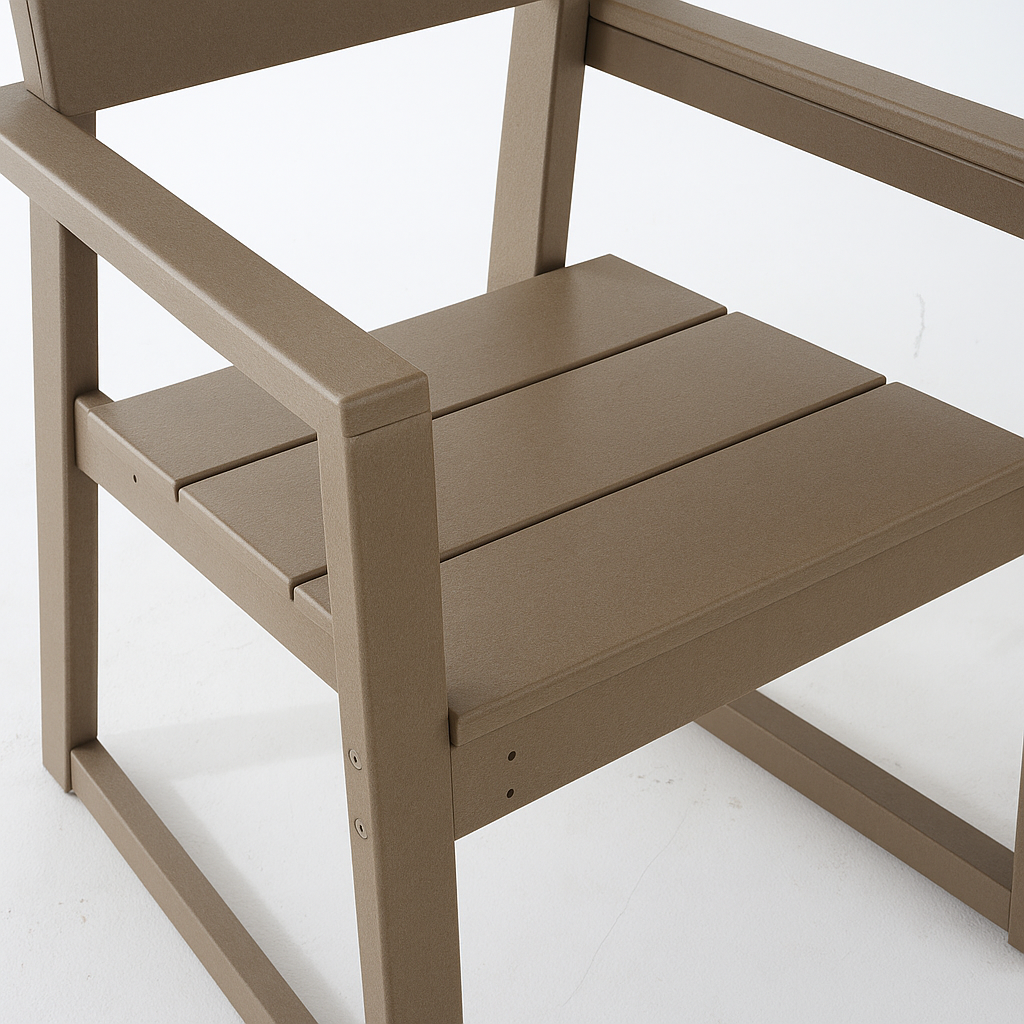 Antique Wood Color HDPE Outdoor & Garden Armchairs with Backrest