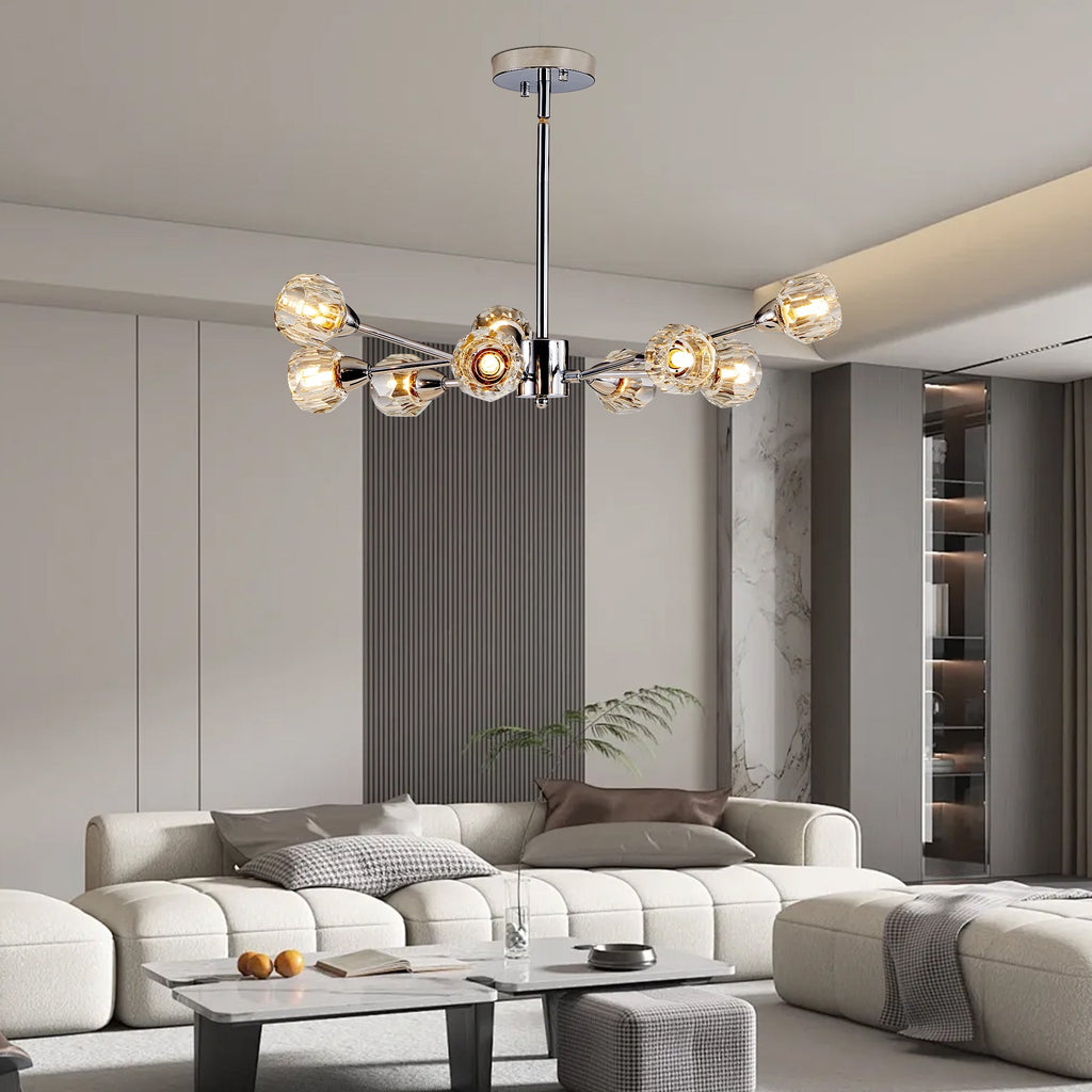 28" Modern Crystal Chandelier With 9 Lights
