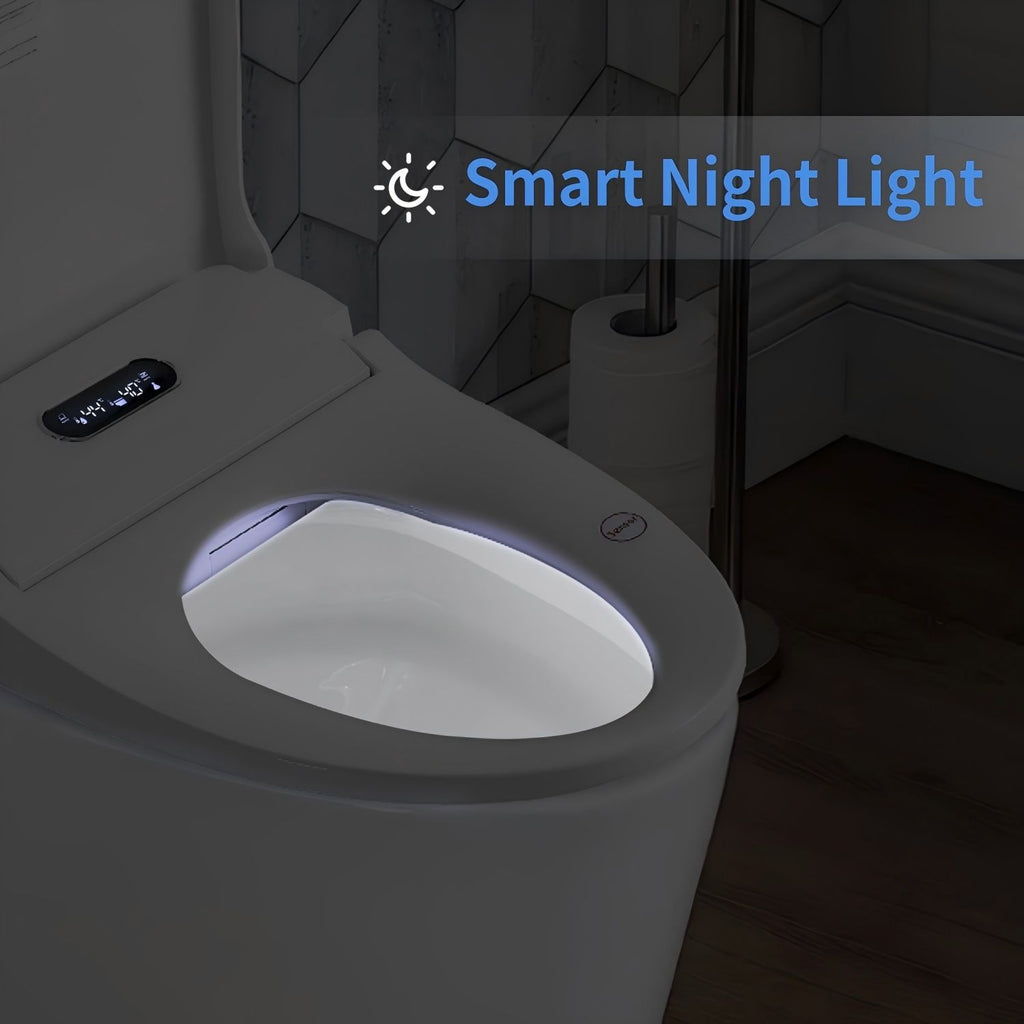 Smart Bidet Toilet Seat & Side Knob Adjustable Heated Seat With Water Temperature And Pressure Adjustment Portable Bidet - White