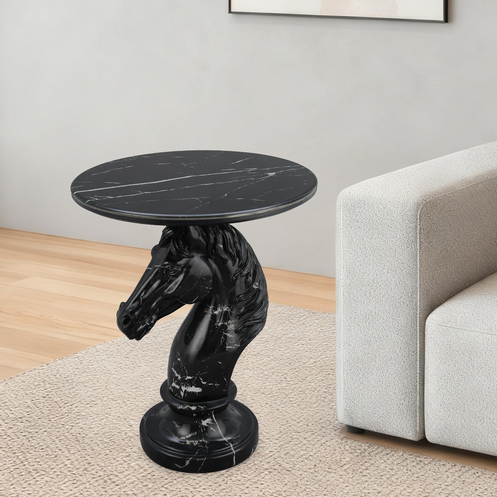 Horse Head Accent Table Animal Statue End Table