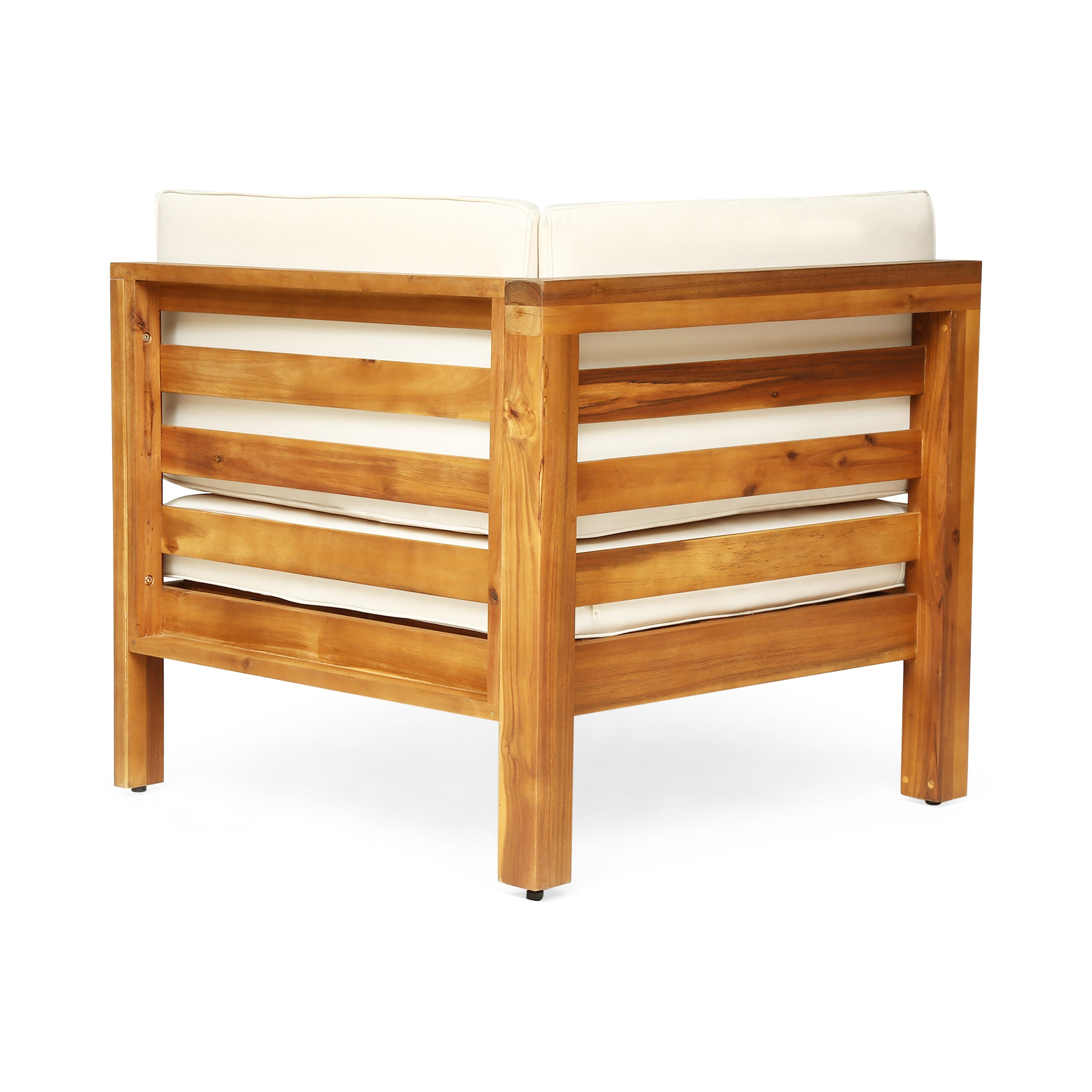 OANA Outdoor Wooden Sectional Set with Cushions, Beige