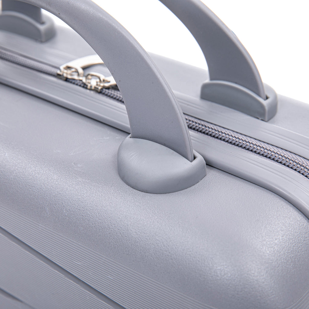 4-Piece PP Spinner Wheel Luggage Set with Cosmetic Case, Light Gray