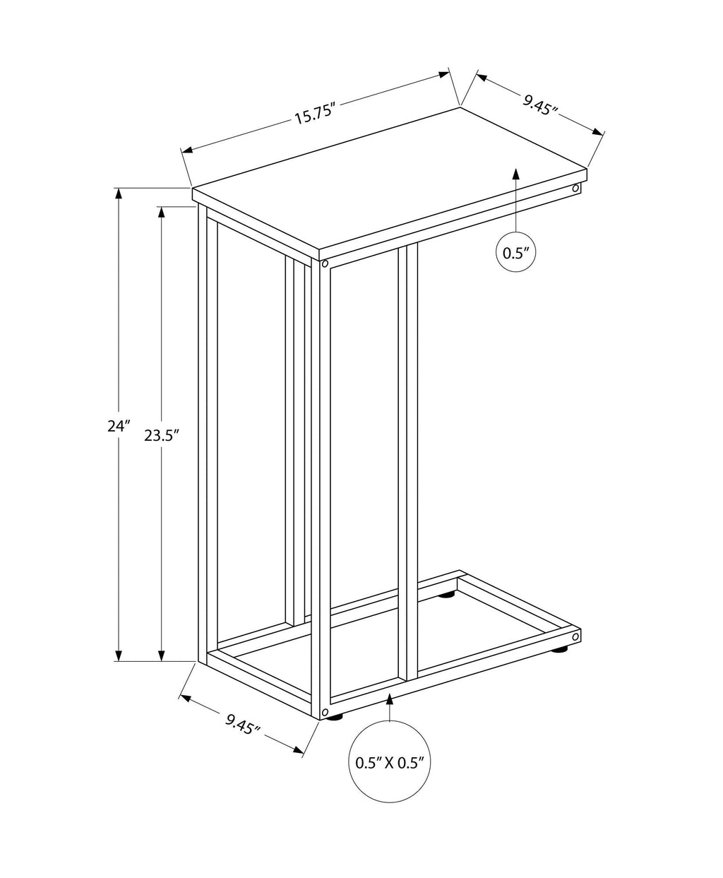 Accent Table, C-Shaped, Space-Saving Functionality