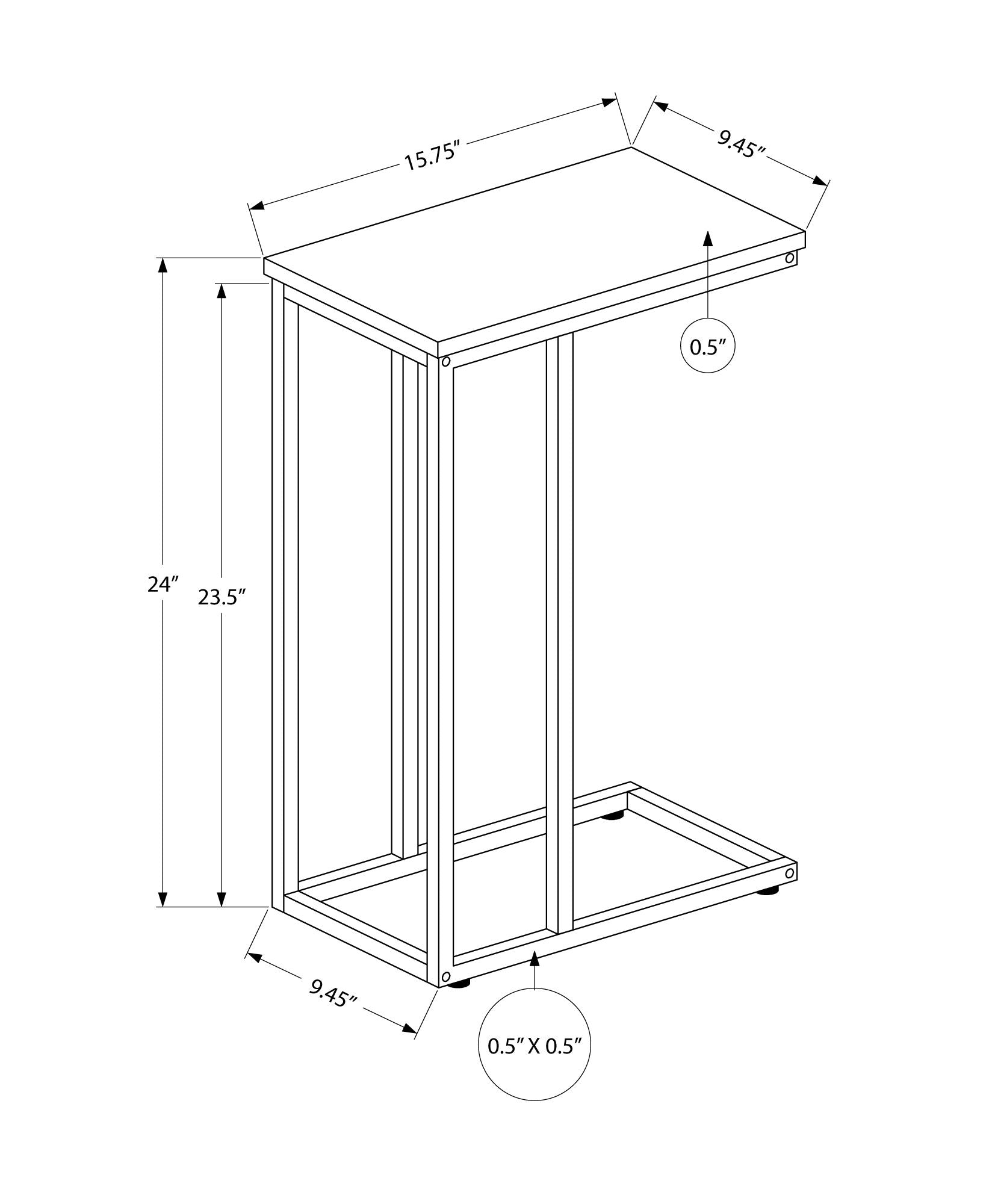 Accent Table, C-Shaped, Space-Saving Functionality