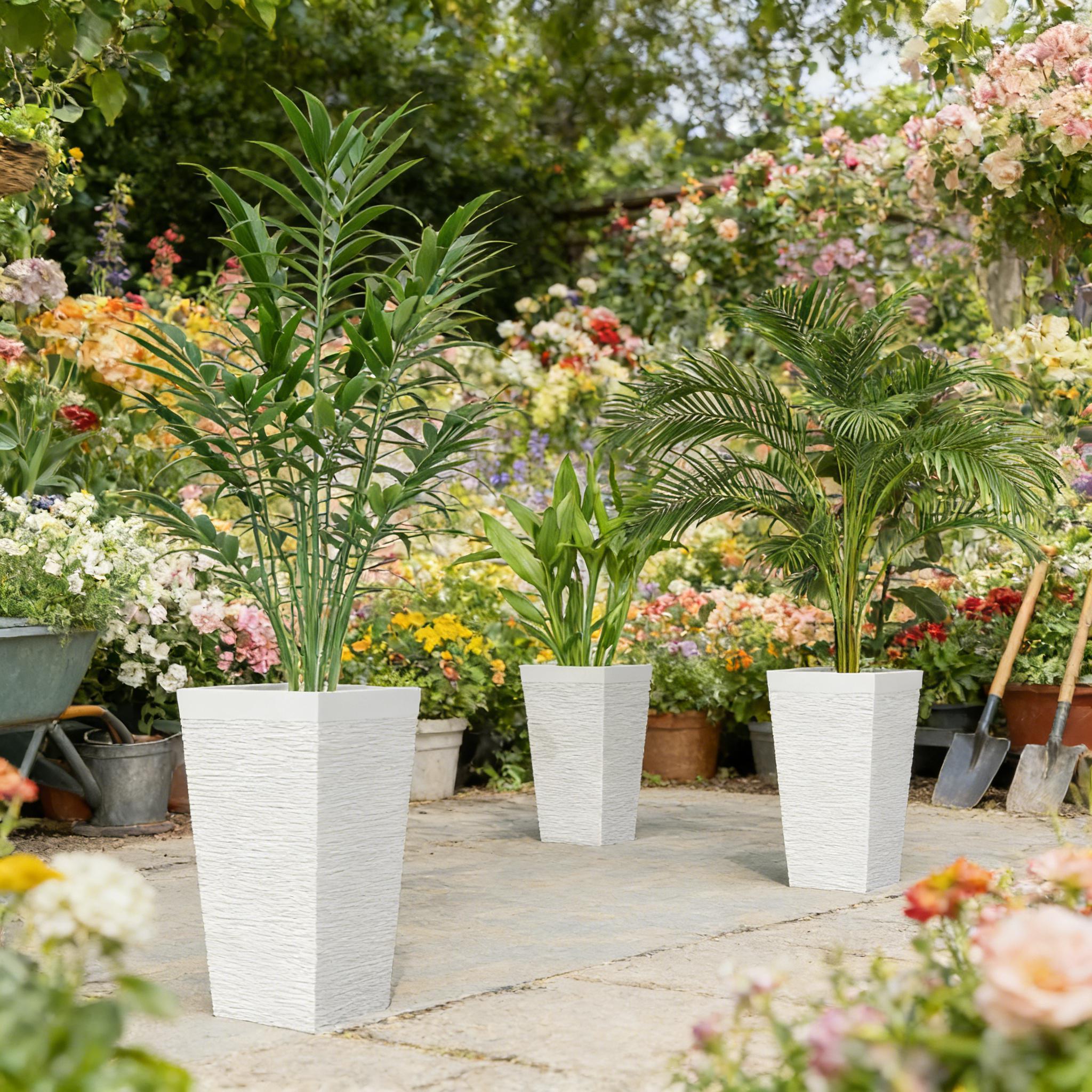 Stackable Tapered Planters, Set of 3 Outdoor Planters