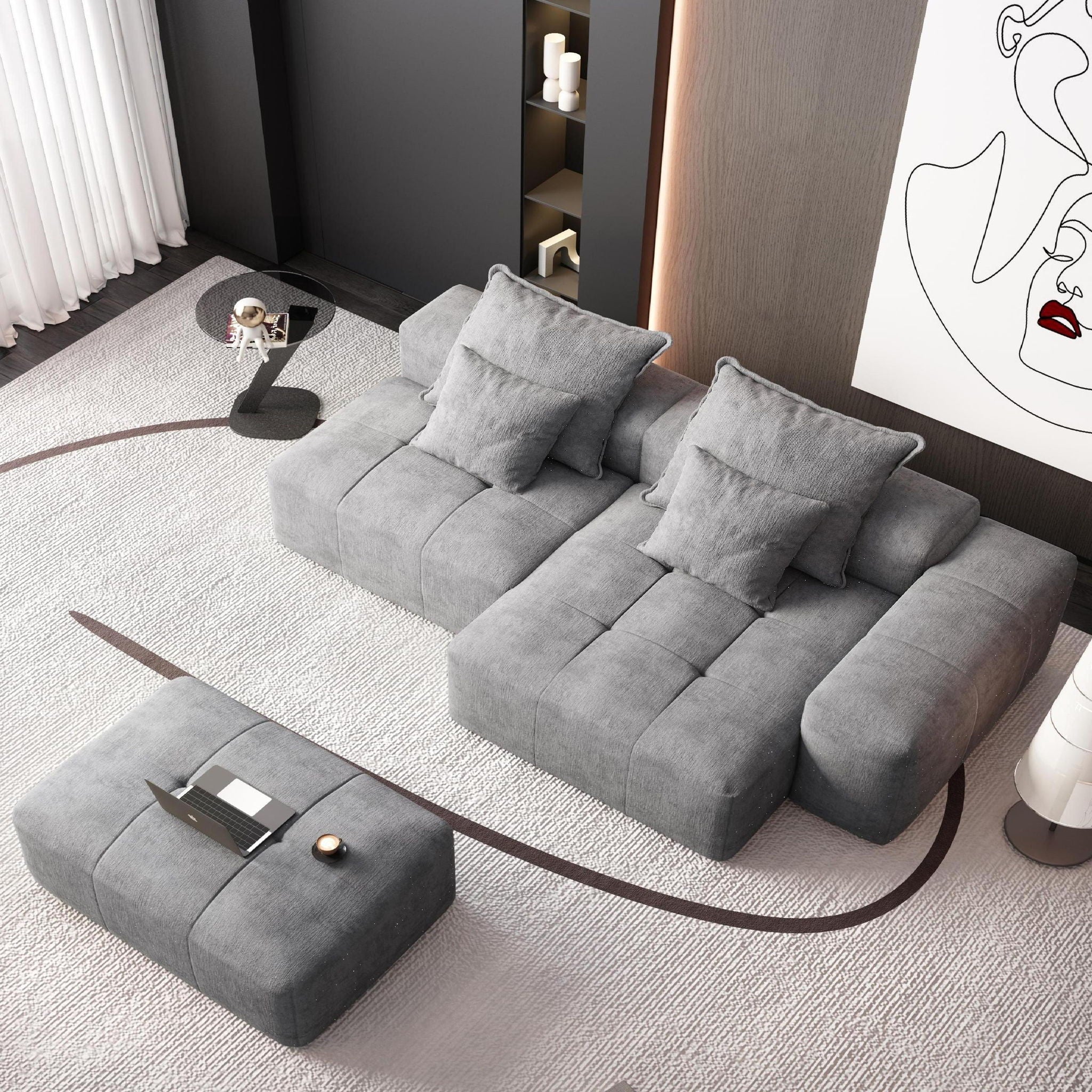 Modern Oversized DIY Combination Modular Sectional Sofa With Pillows
