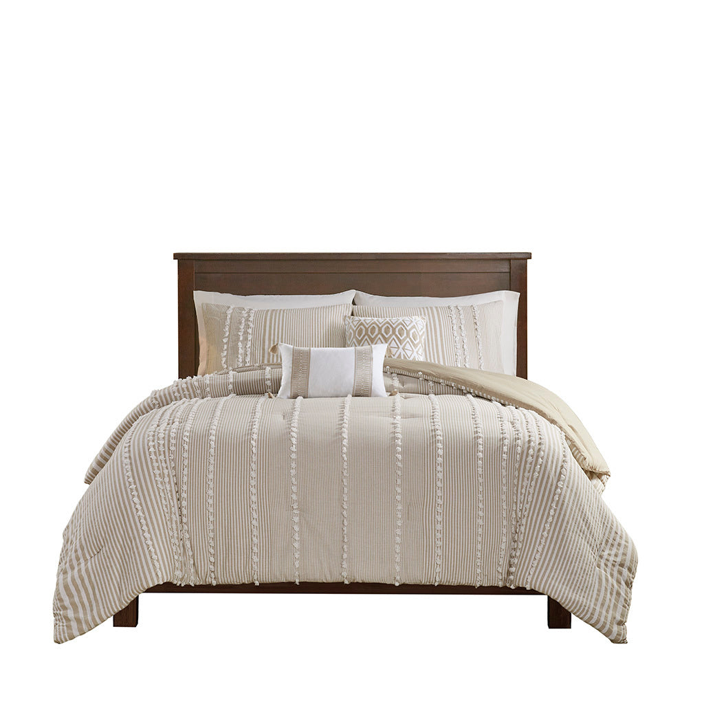 Full/Queen 3 Piece Cotton Yarn Dyed Comforter Set