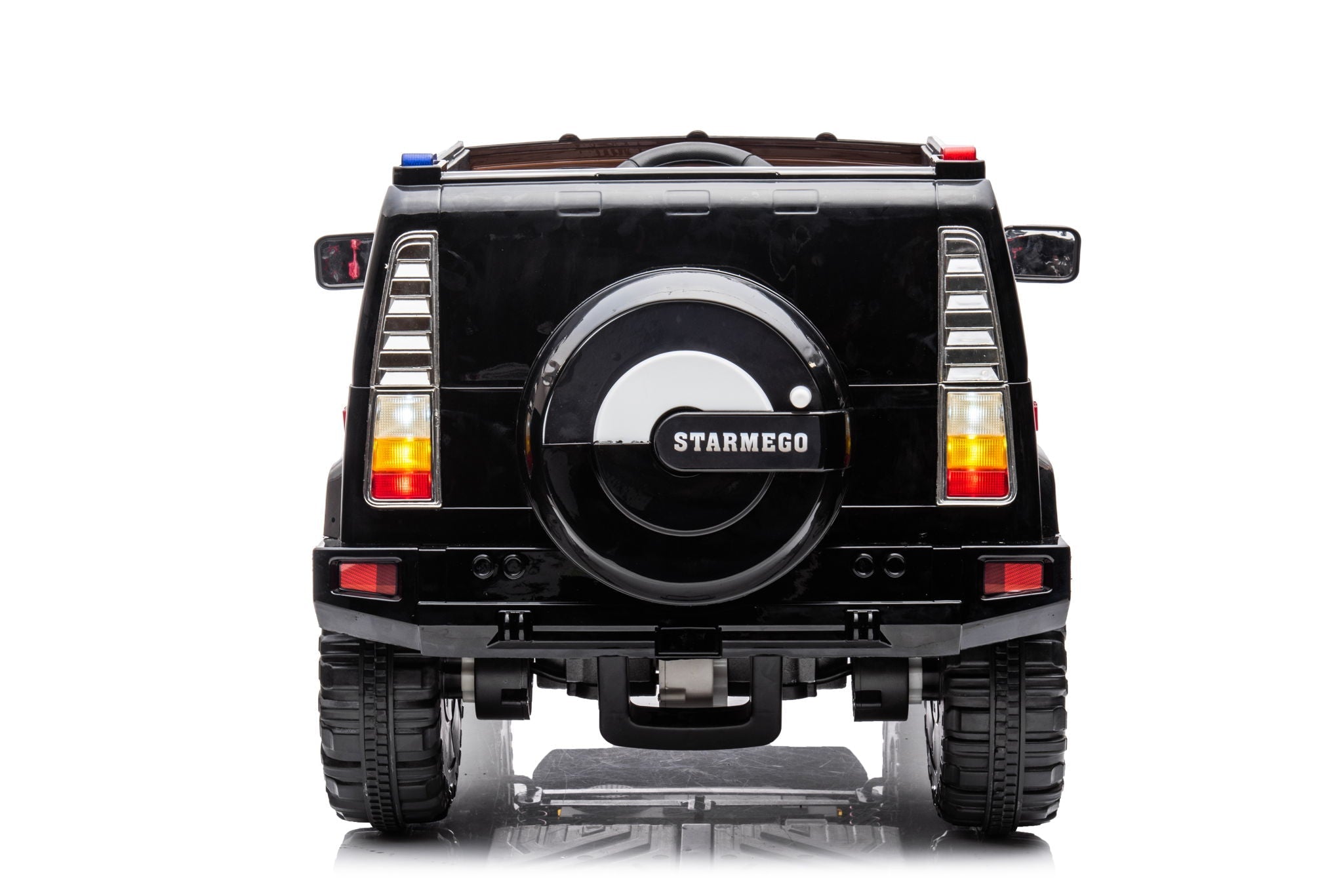 12V7A 30W*2 Four-Wheel Drive Seat One Button Start, Forward And Backward, High And Low Speed, Music, Front Light, Power Display, Two Doors Can Open, 2.4G R / C, Seat Belt Four Wheel Absorber