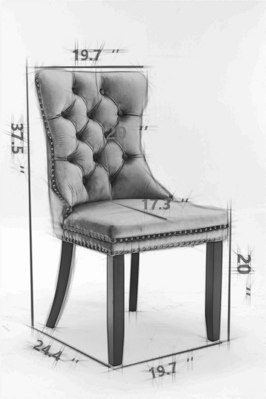 A&A Furniture Nikki Collection Modern Velvet Upholstered Dining Chairs - Set of 2