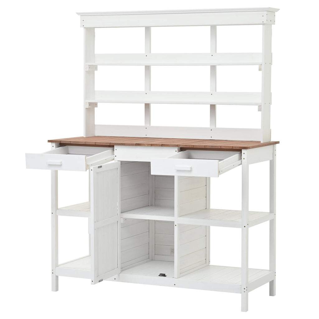 Topmax 66" Large Outdoor Farmhouse Wooden Potting Bench Table