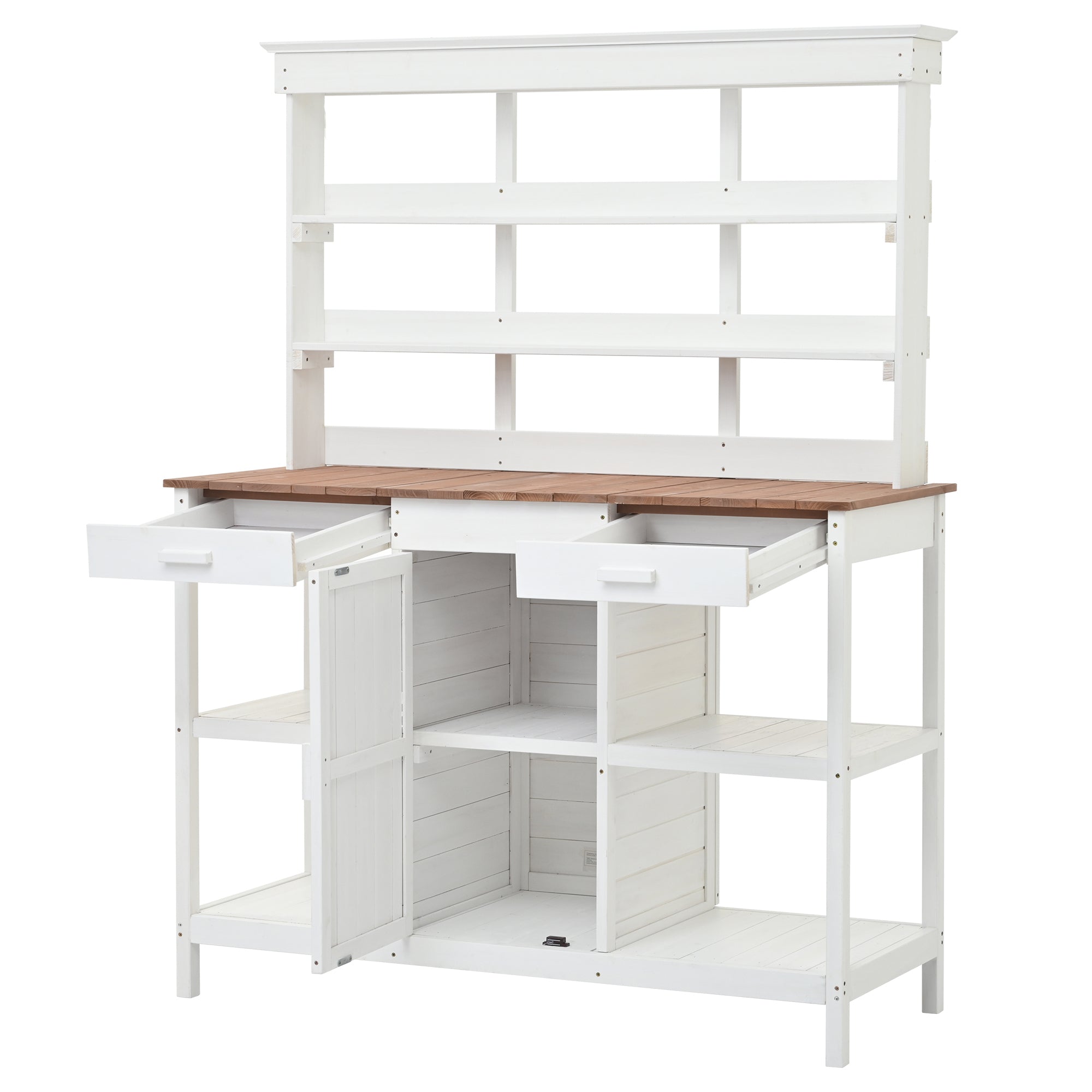 Topmax 66" Large Outdoor Farmhouse Wooden Potting Bench Table