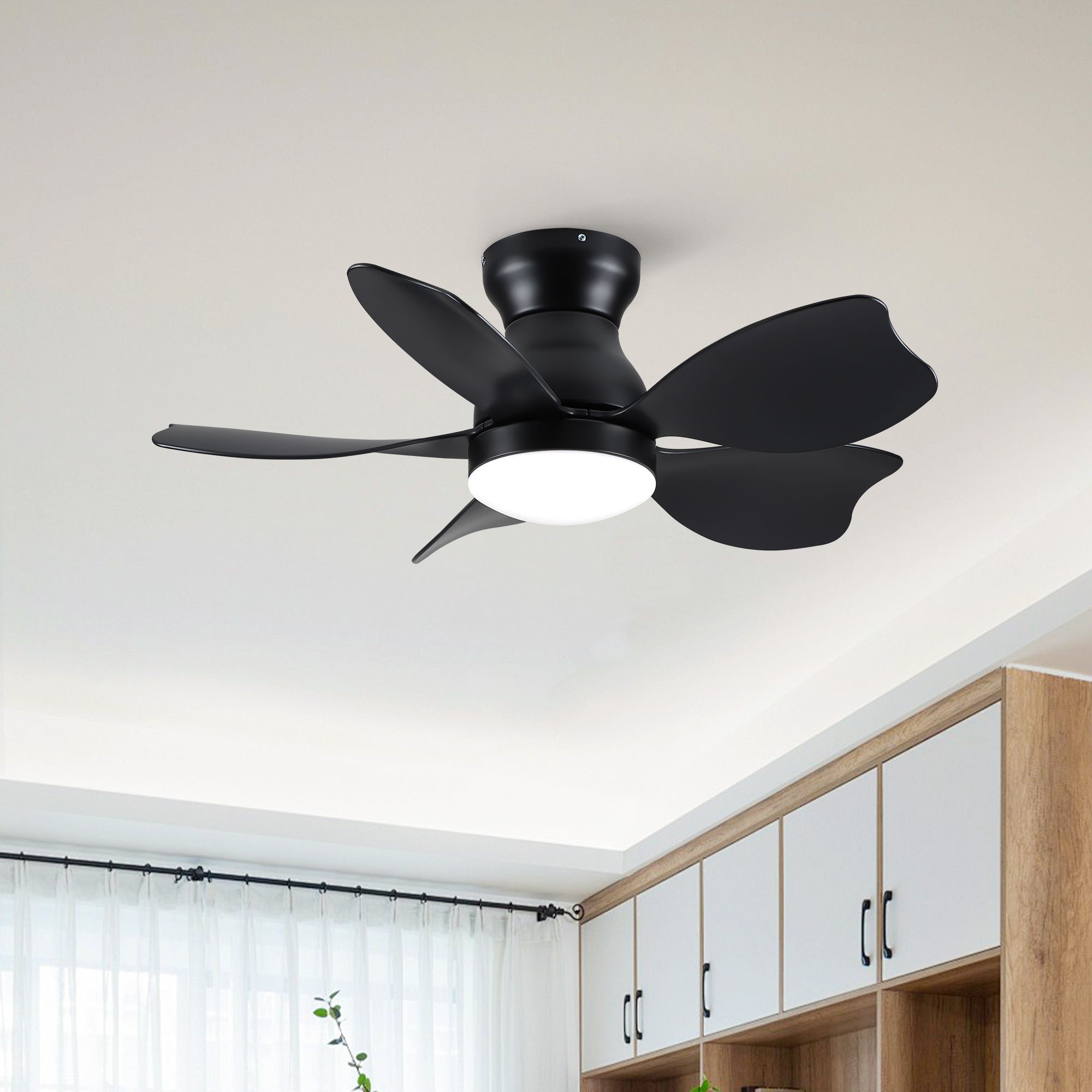 Low Profile Flush Mount Ceiling Fan With Light