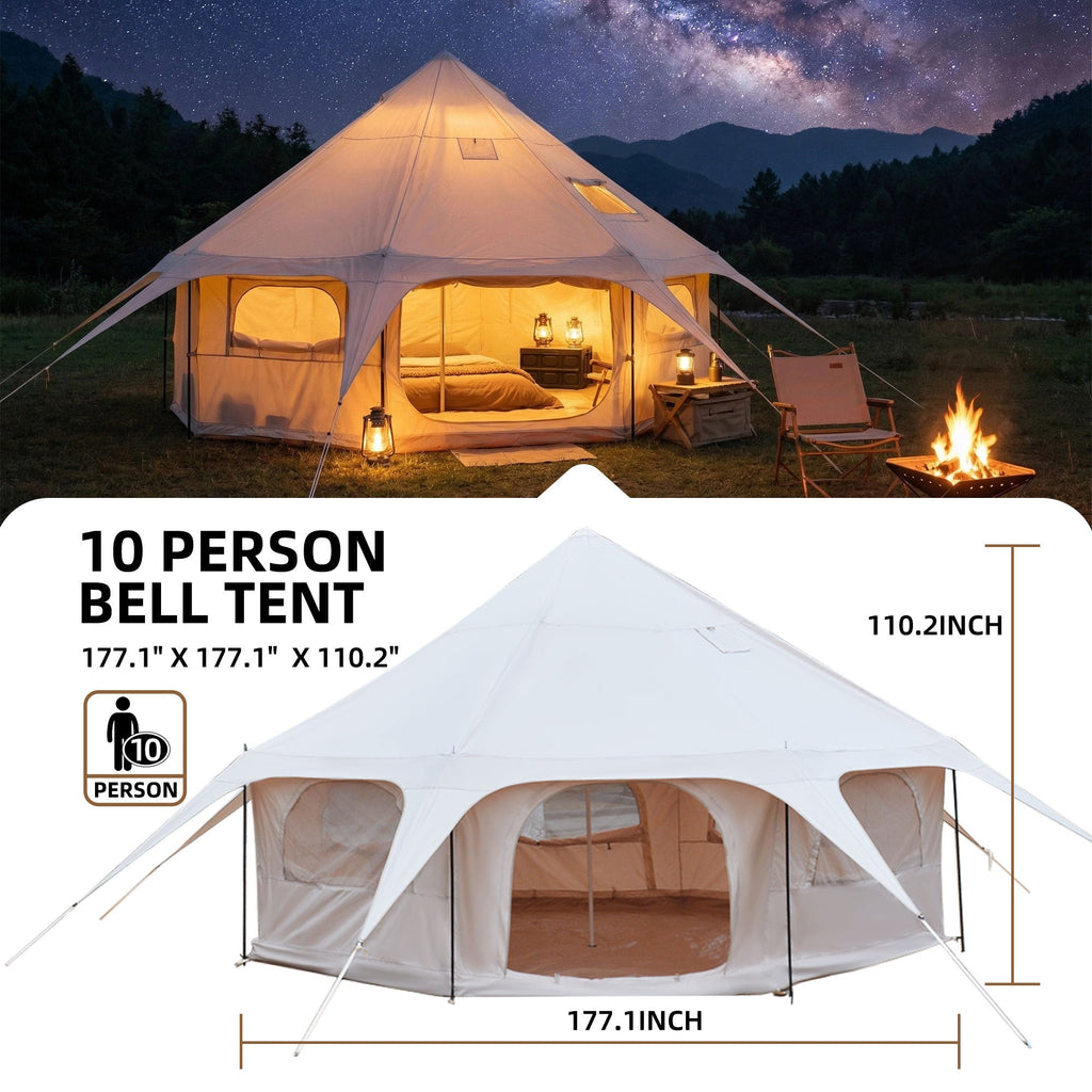 600D Oxford Bell Tent 14.8ft x 9.2ft with Stove Jack