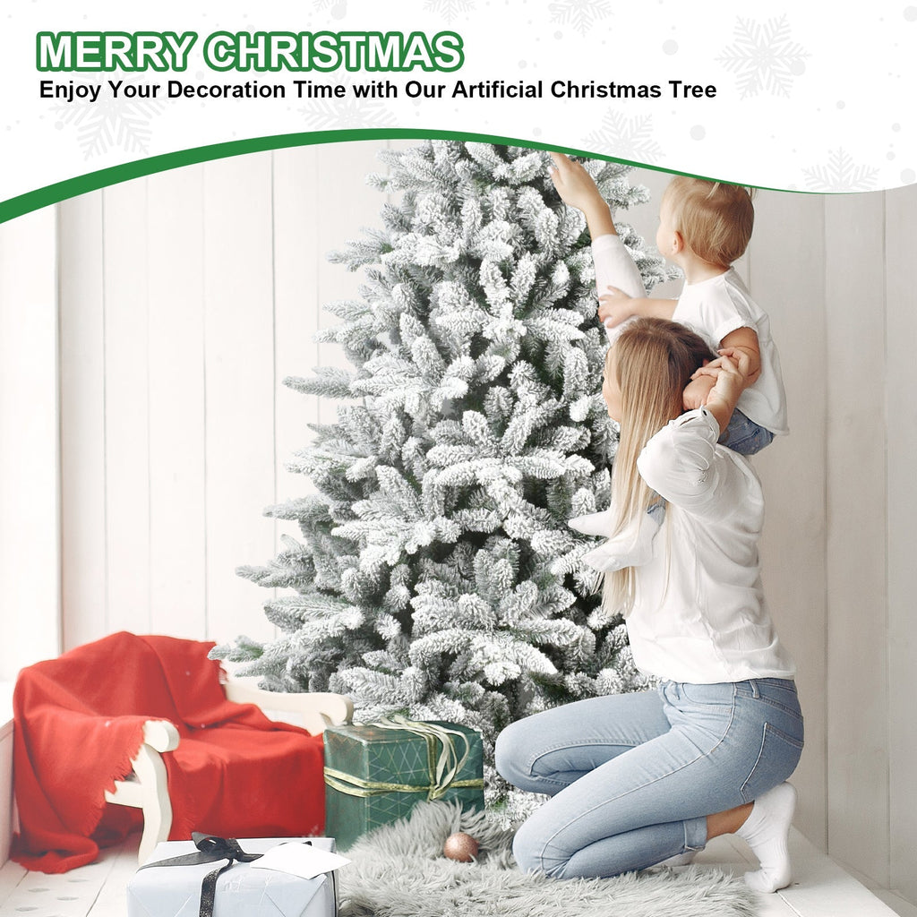 7ft Flocked Christmas Tree with 1514 Tips
