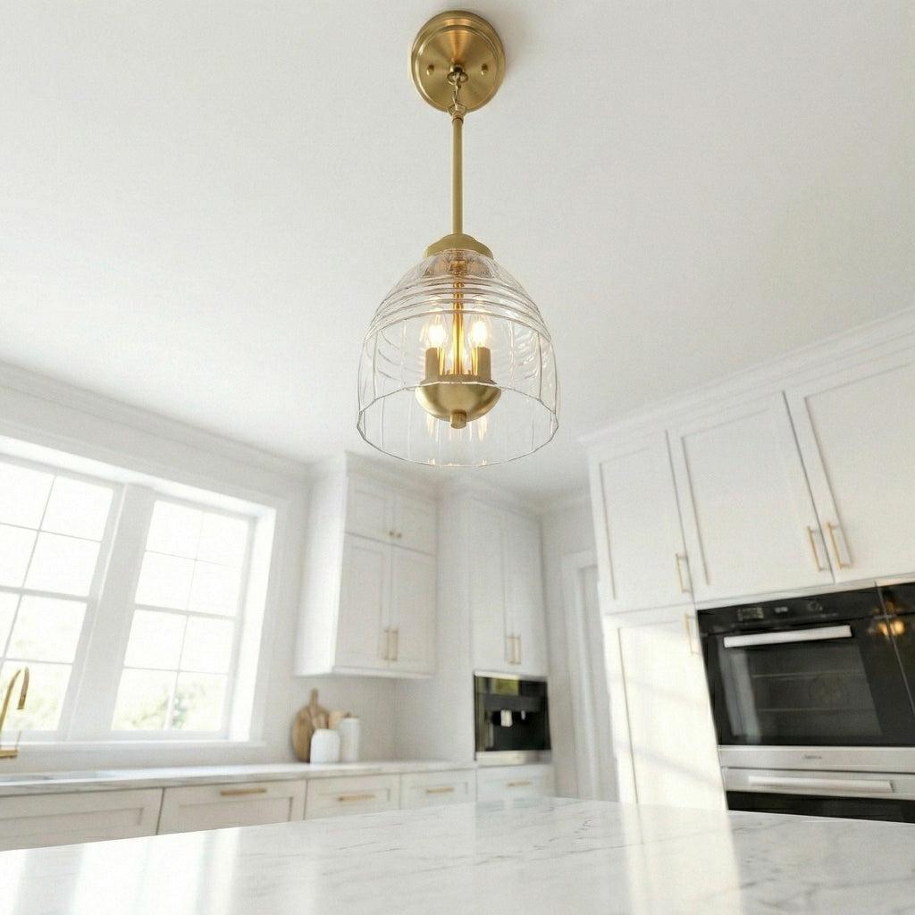 Ember - 3 Candle Lights Chain Pendant - Clear / Gold