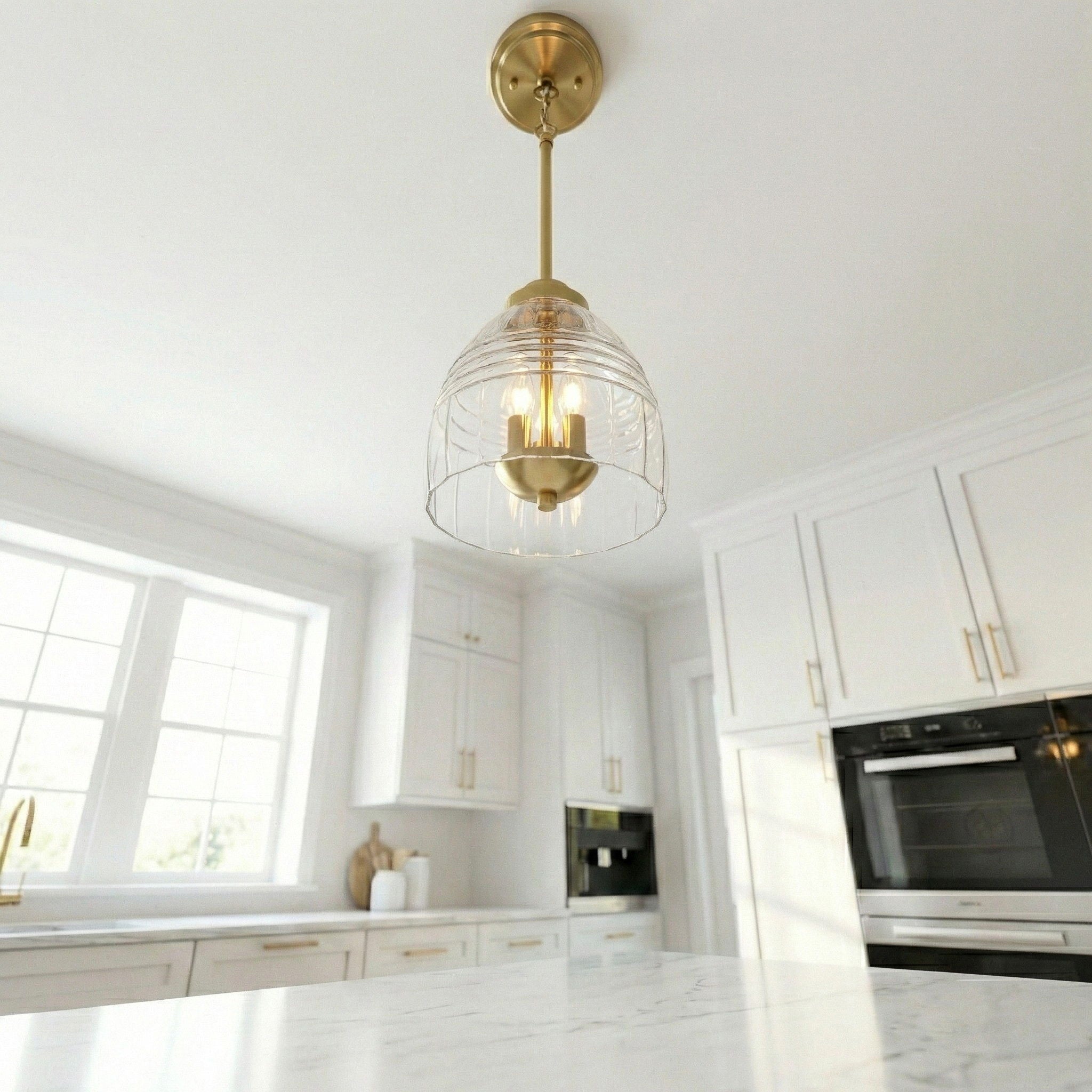 Ember - 3 Candle Lights Chain Pendant - Clear / Gold