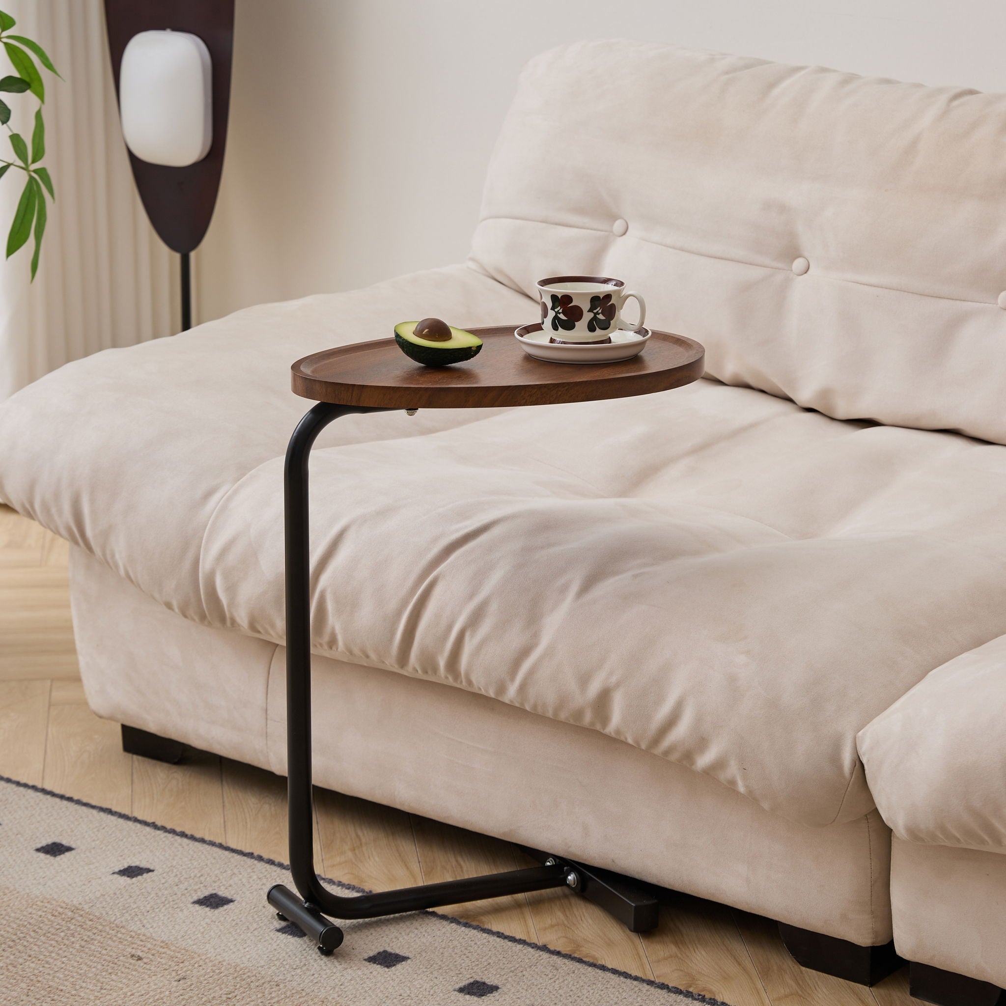 C-Shaped Side Table for Sofa and Bedroom