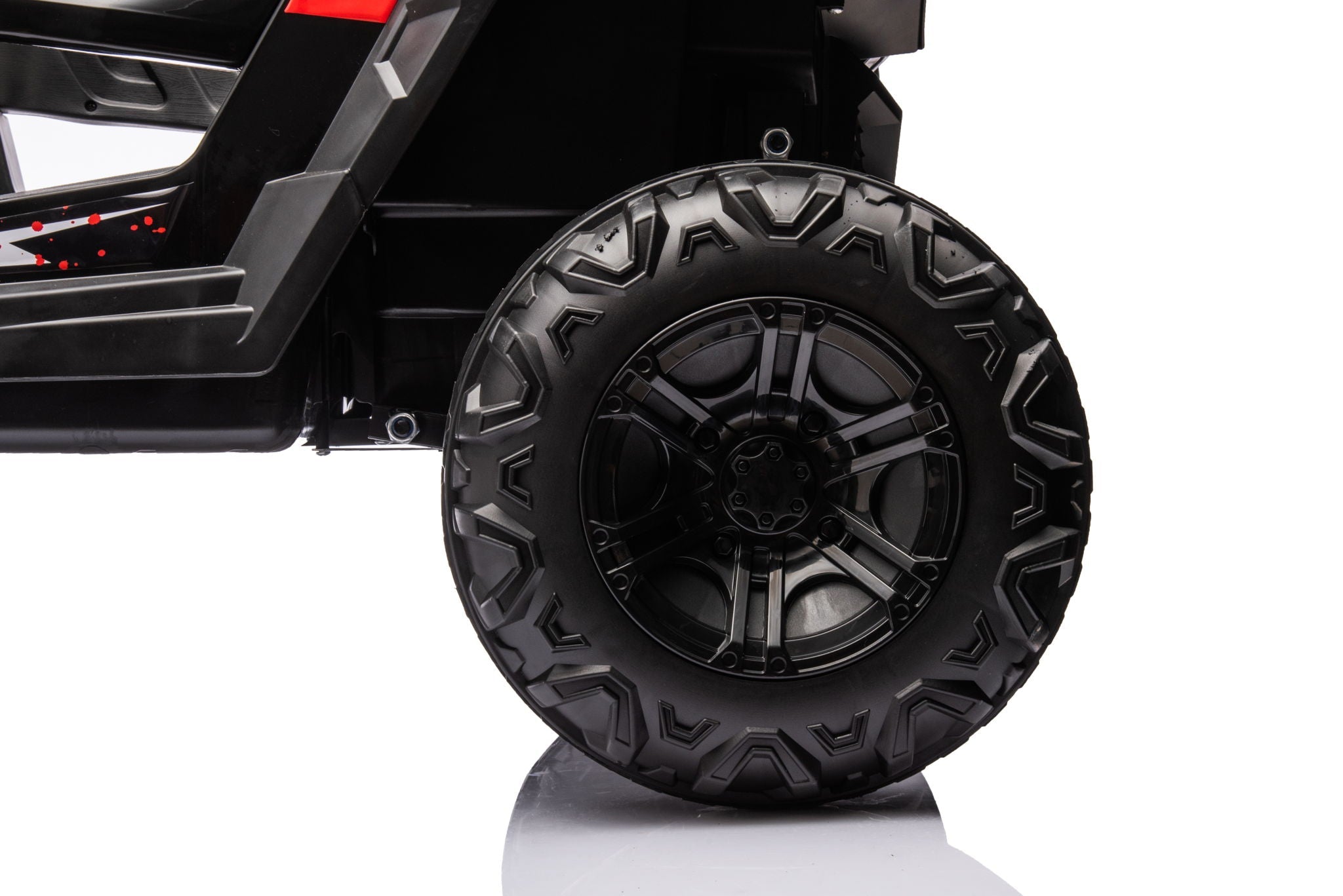 12V7A*2 30W*4 Four-Wheel Drive Seat One Button Start, Forward And Backward, High And Low Speed, Music, Front Light, Power Display, Two Doors Can Open, 2.4G R / C, Seat Belt Four Wheel Absorber