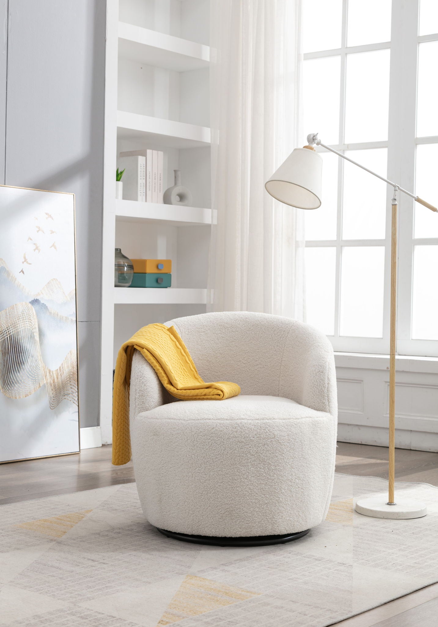 Teddy Fabric Swivel Accent Armchair Barrel Chair