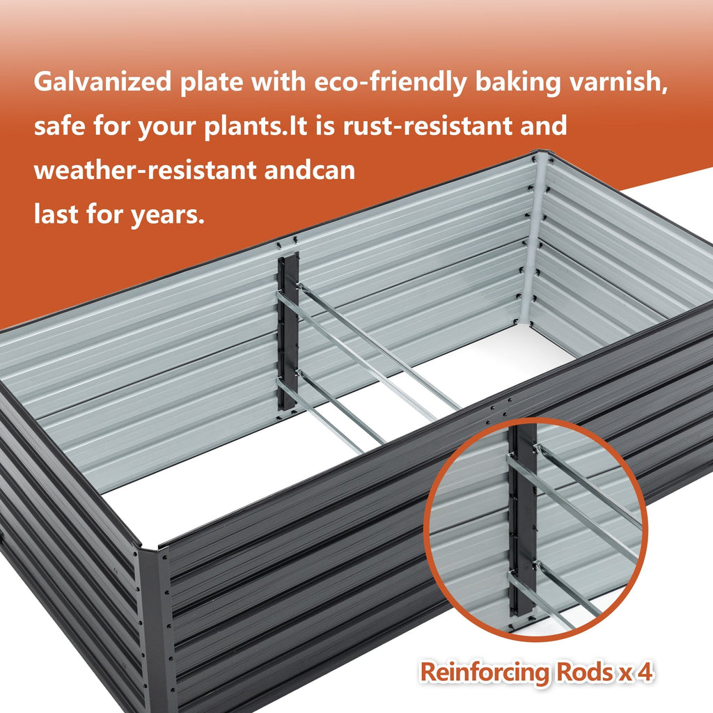6x3x2 FT Metal Raised Garden Bed for Outdoor Gardening