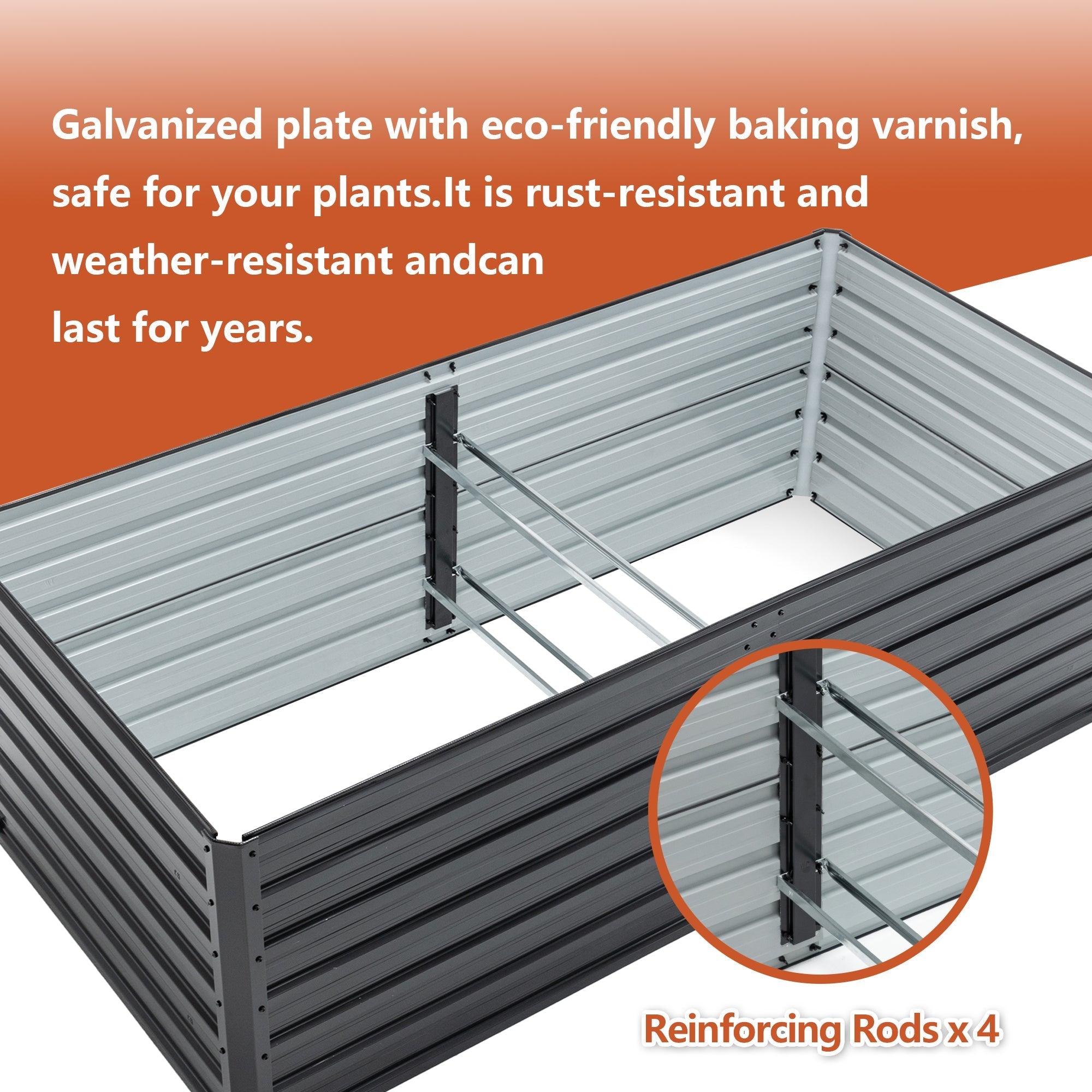 6x3x2 FT Metal Raised Garden Bed for Outdoor Gardening