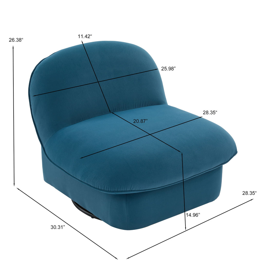 Pumpkin Shaped Swivel Accent Chair, 360 Degree Rotation for Living Room