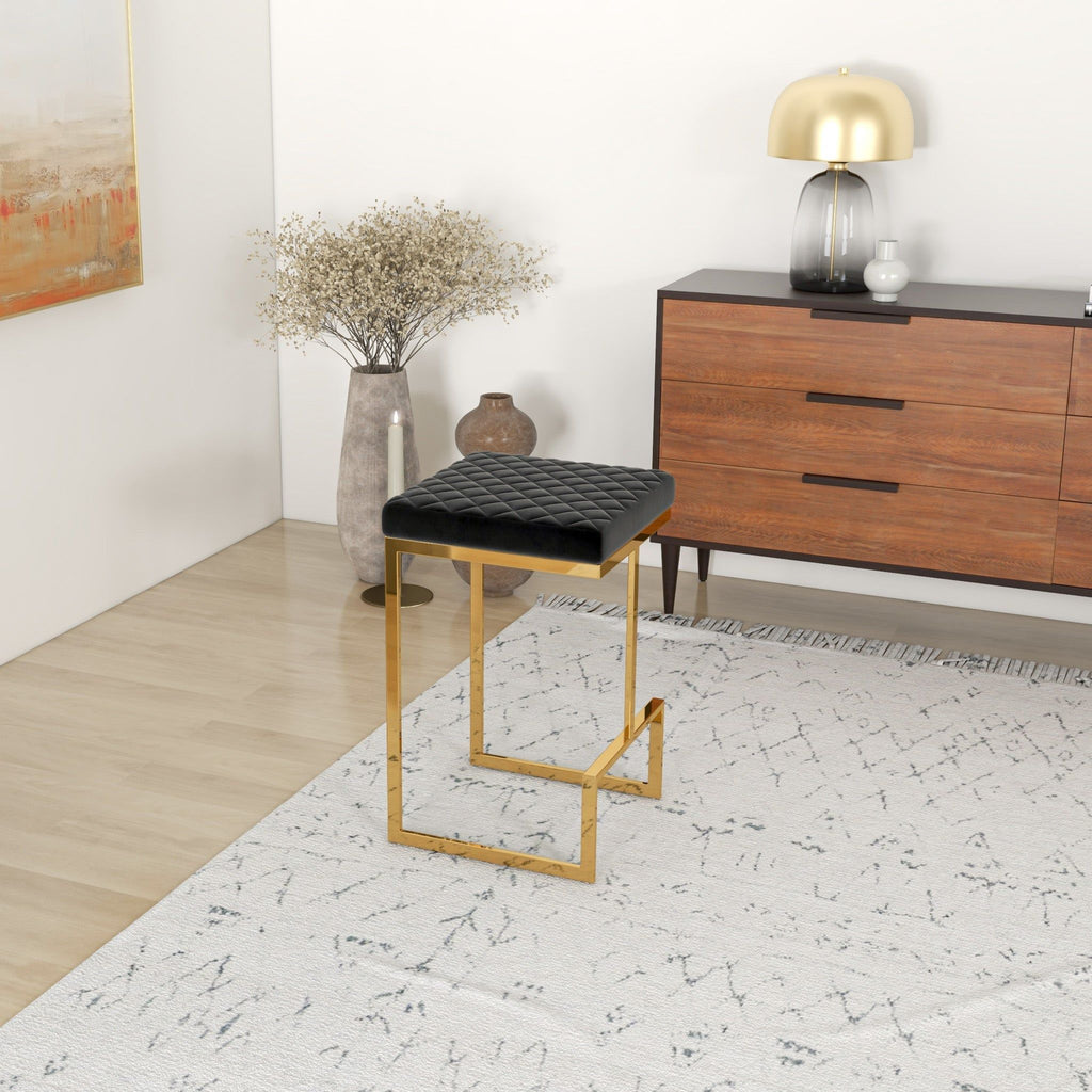 Joel - Upholstered Stool - Black / Gold