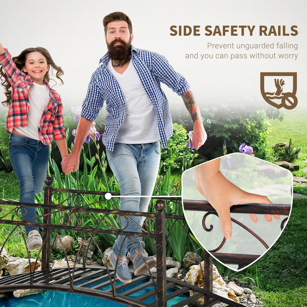 Outsunny 3.3' Metal Arch Zen Garden Bridge with Safety Siderails