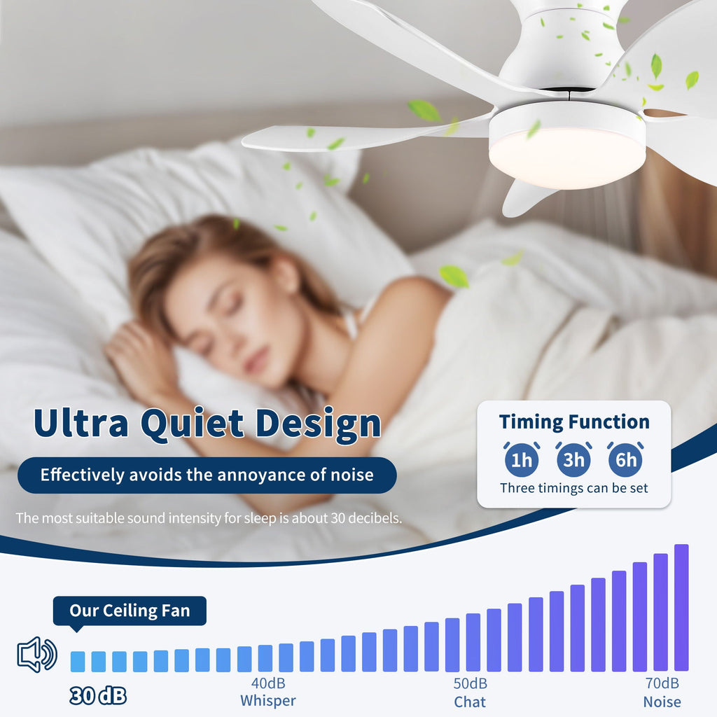 Low Profile Flush Mount Ceiling Fan With Light