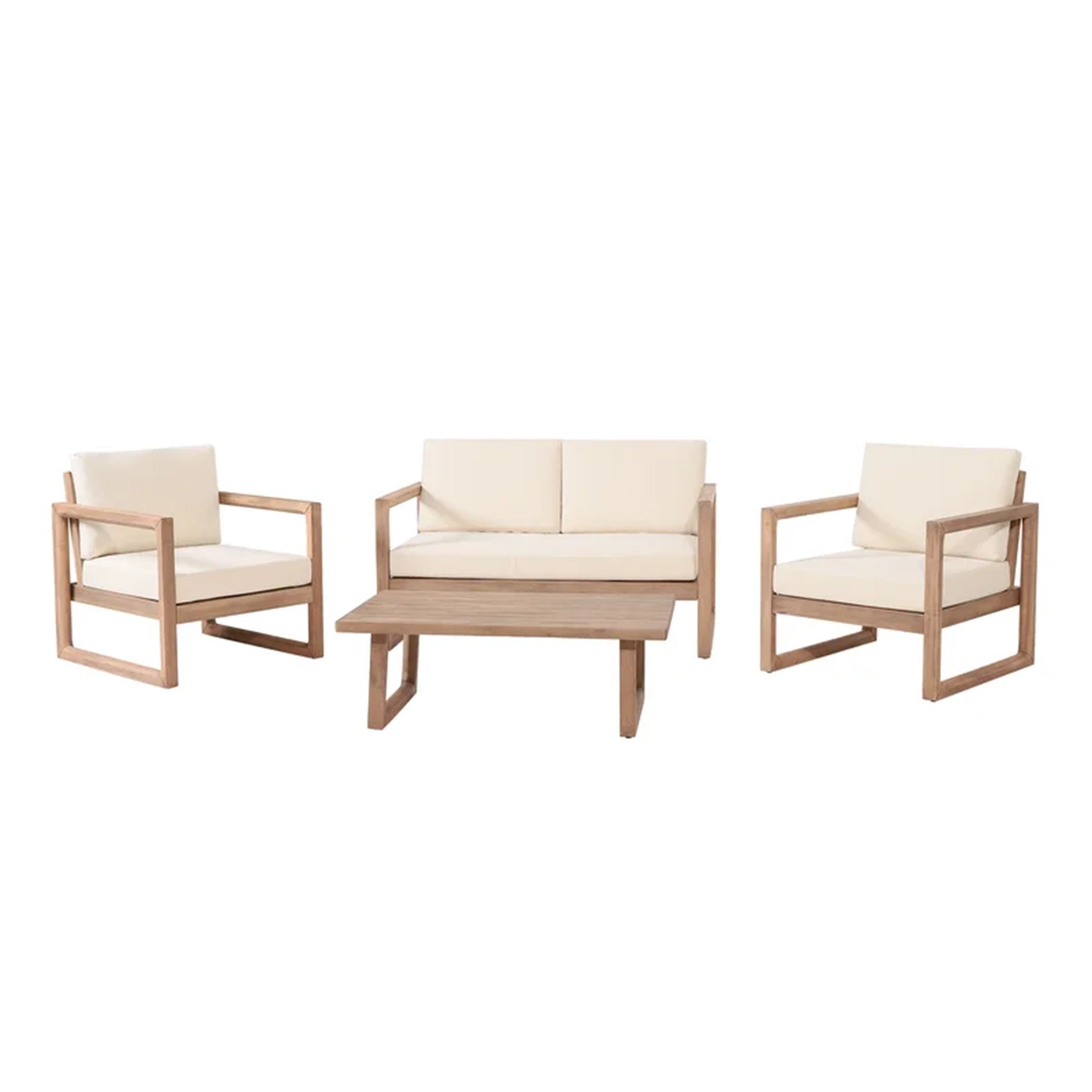 4-Pieces Acacia Wood Patio Furniture Set
