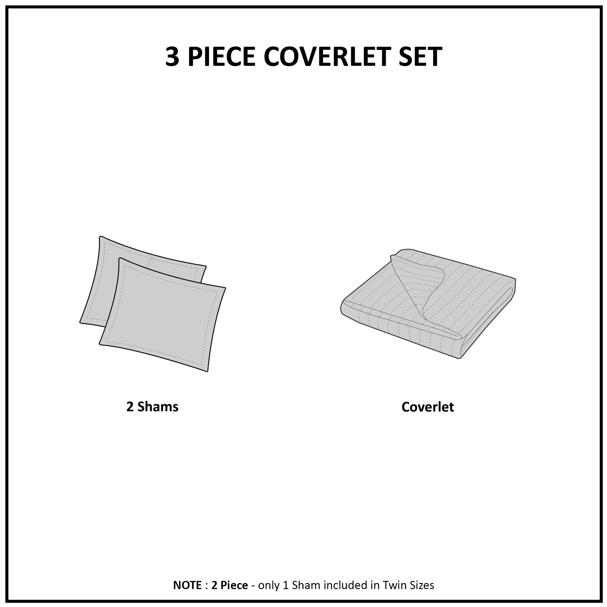3 Piece Reversible Scalloped Edge Quilt Set - Blue King/Cal King