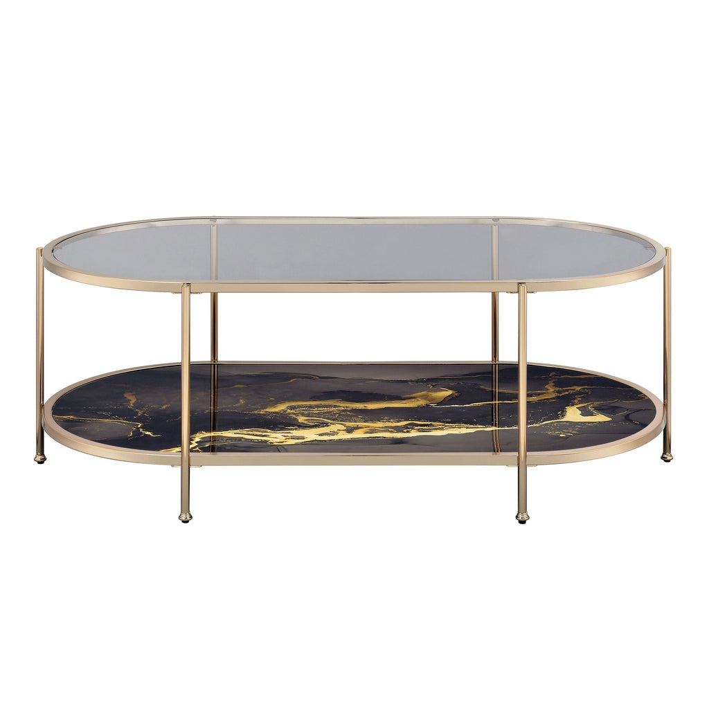 Fiorella Marble Print Glass Table