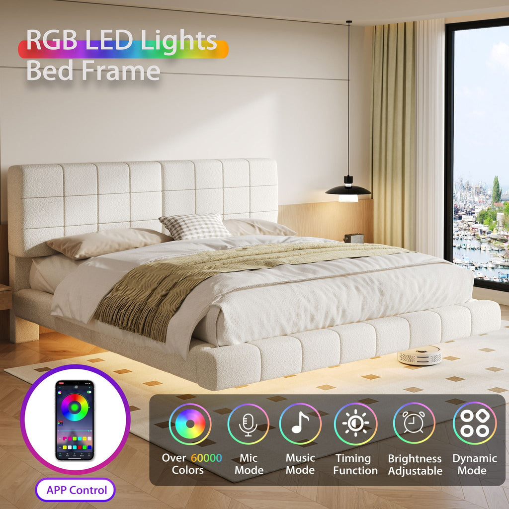 Floating Bed with Light and Soft Touch Surface