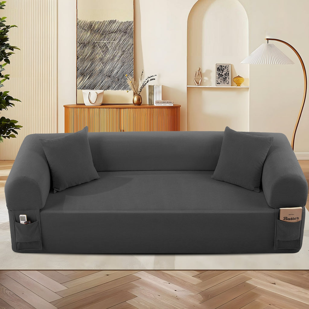 Spring Sofa with High-Quality Fabric, Pillows & Storage - Gray