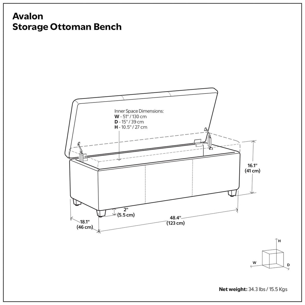 Avalon - Storage Ottoman Bench - Brown