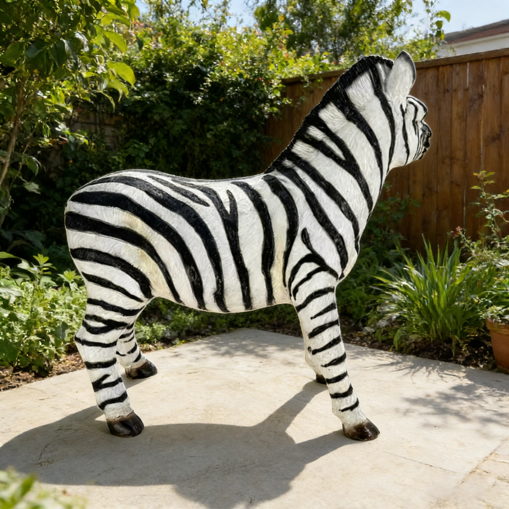 18.31" H x 19.49" L Simulated Zebra Garden Statue