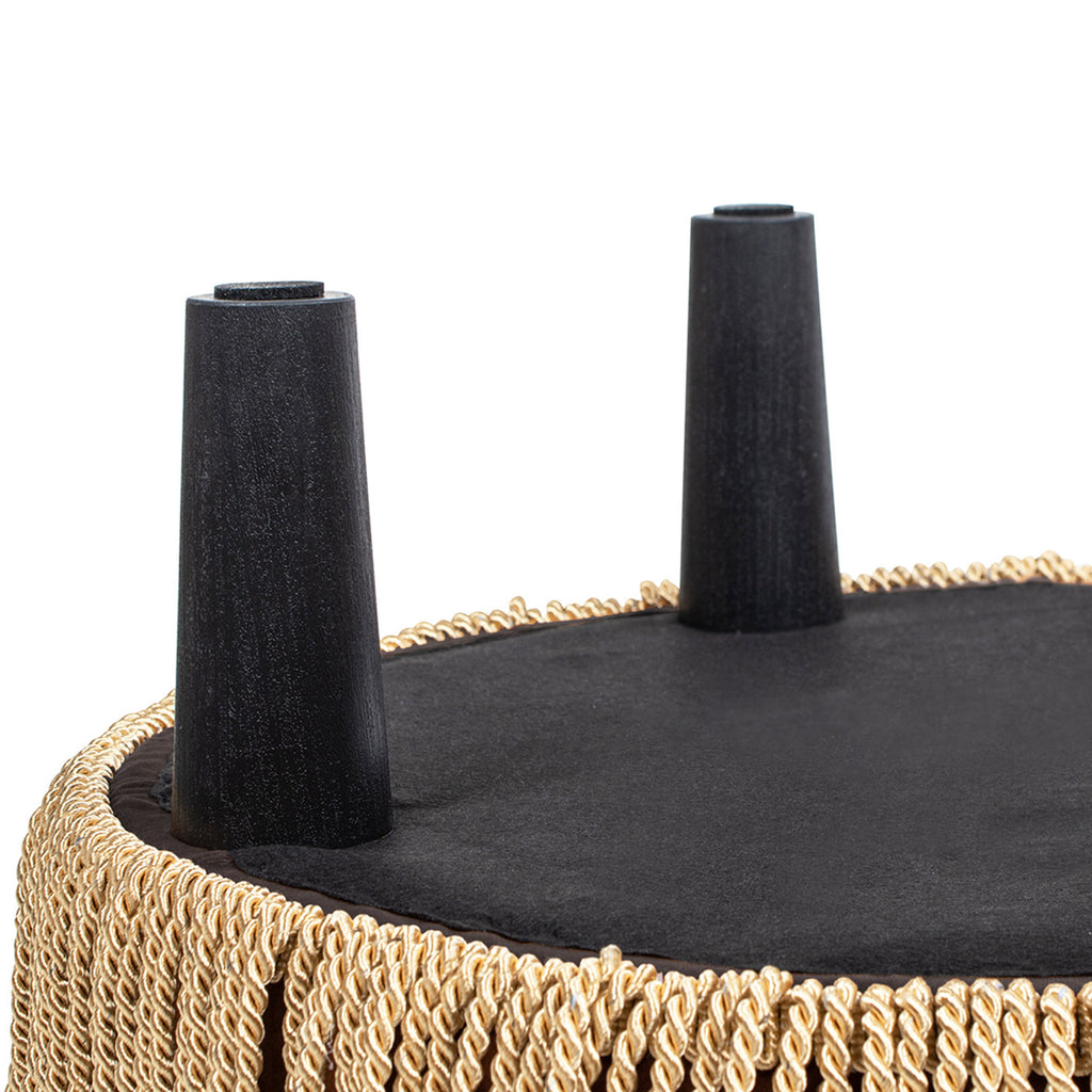 Yolanda 24" Round Upholstered Accent Ottoman - Deep Brown Velvet