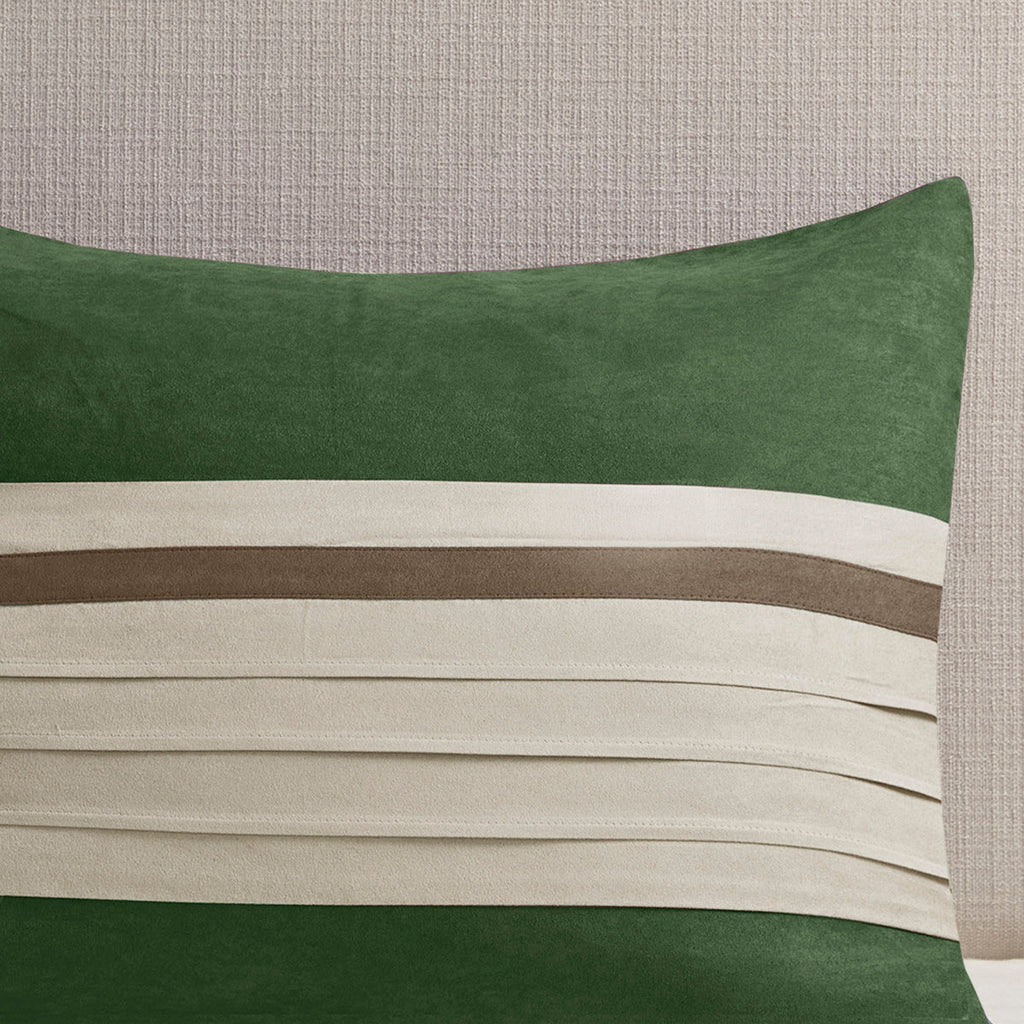 7 Pc Faux Suede Comforter Set Green Queen