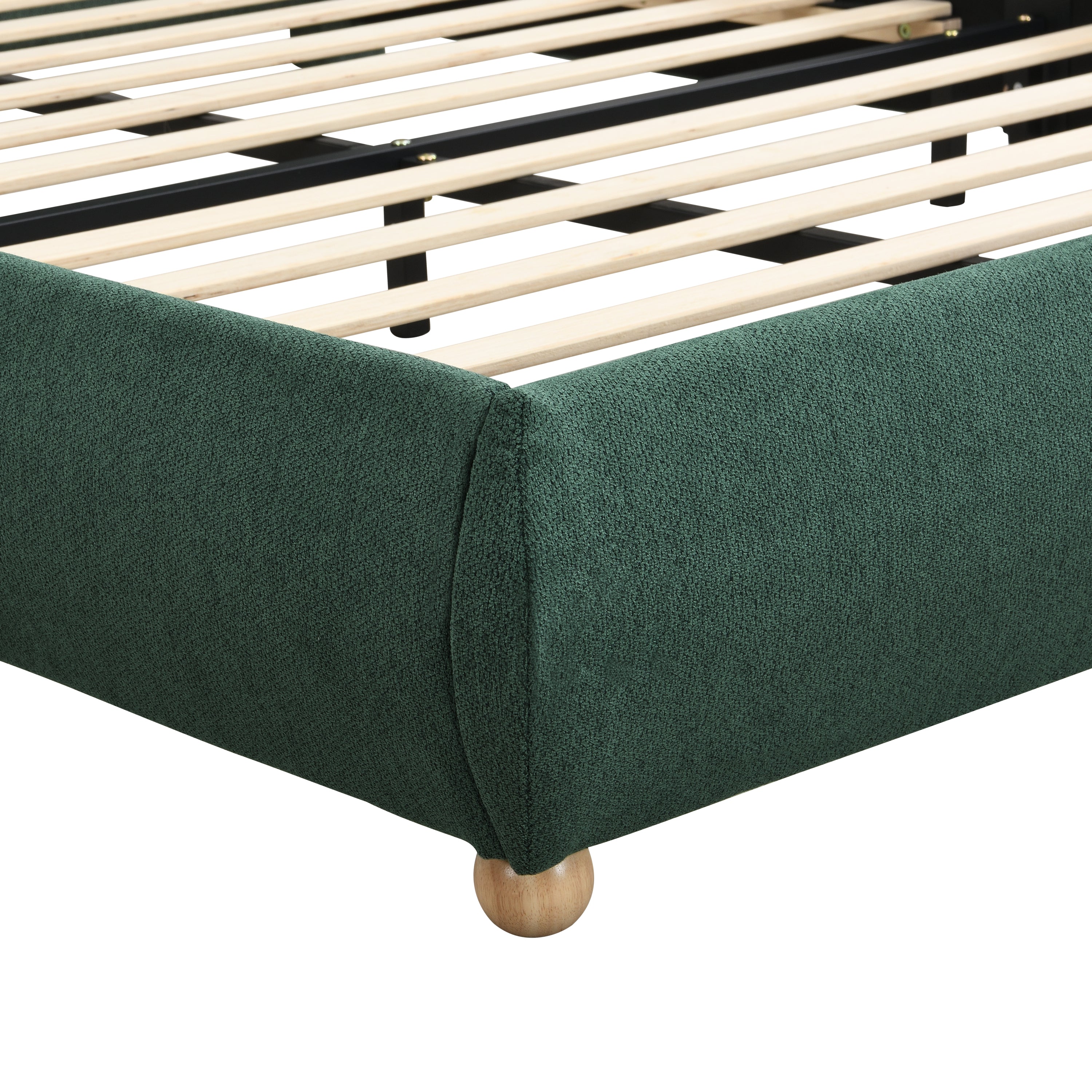 King Size Upholstered Platform Bed Frame with Rounded Corners